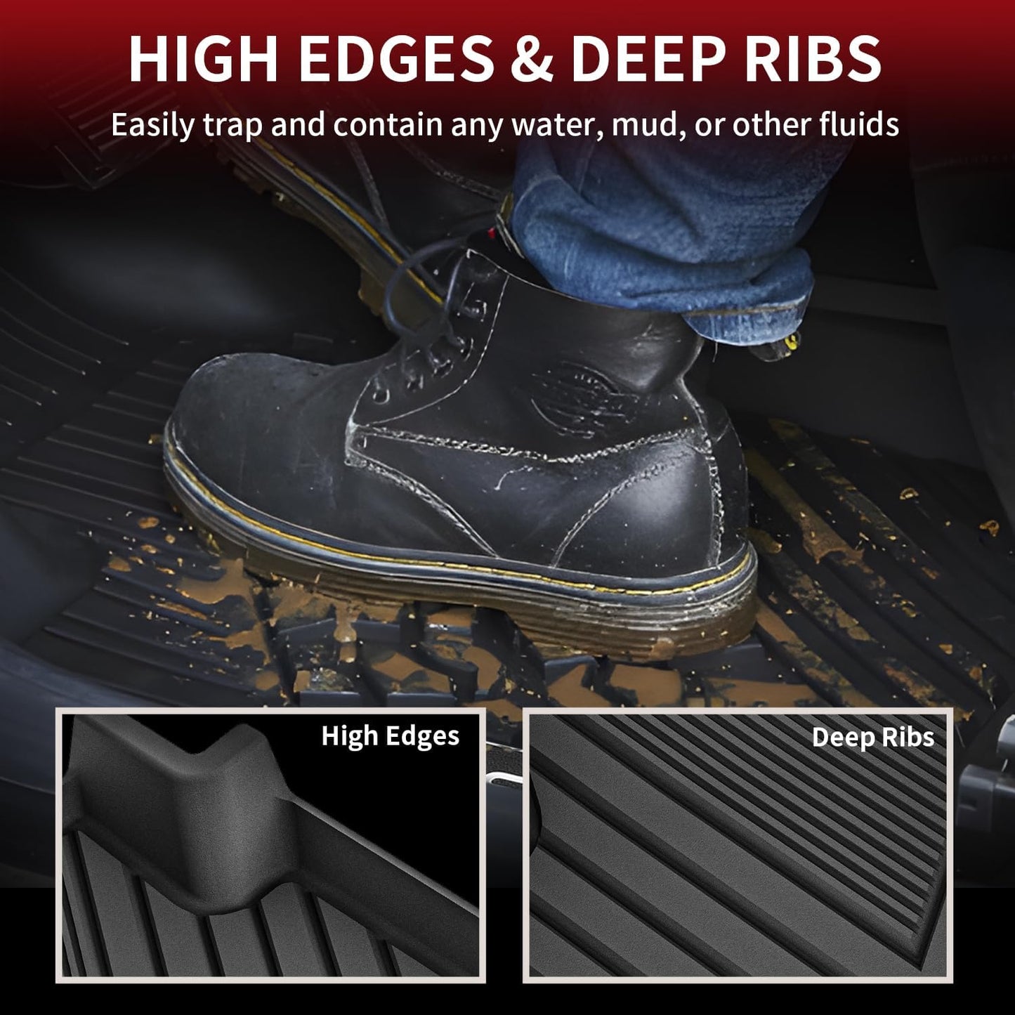 LASFIT Floor Mats Fit for Volkswagen Tiguan 2024 2023 2022 2021 2020 2019 2018 (Only for 5 Seater) All Weather TPE Custom Fit Floor Liners for 1st and 2nd Rows Car Mats for VW Tiguan 2018-2024, Black