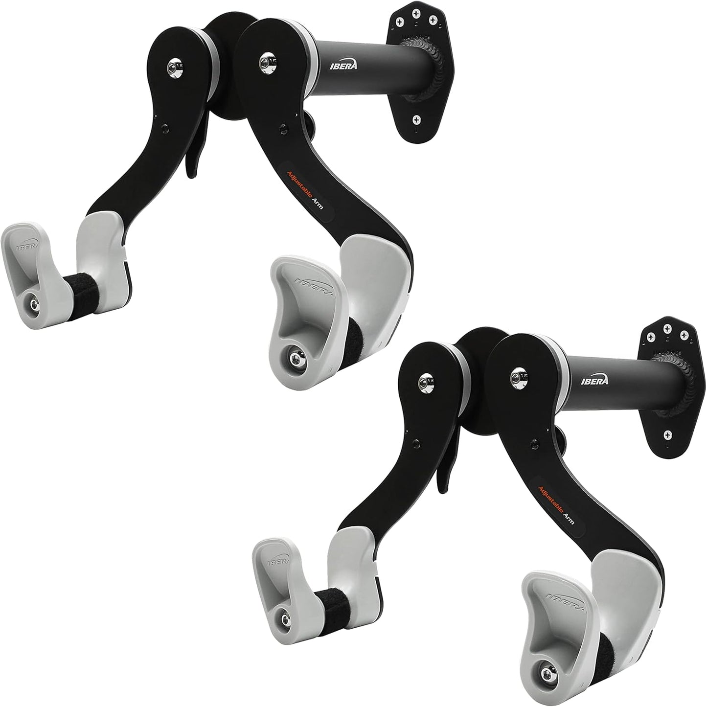 Ibera Bike Wall Mount - Secure Bike Storage up to 18kg with Adjustable Frame Holder & Soft Rubber Cradles - Garage Bike Rack for Road, MTB, Kids, Hybrid Bikes - Easy Installation & Space-Saving Design