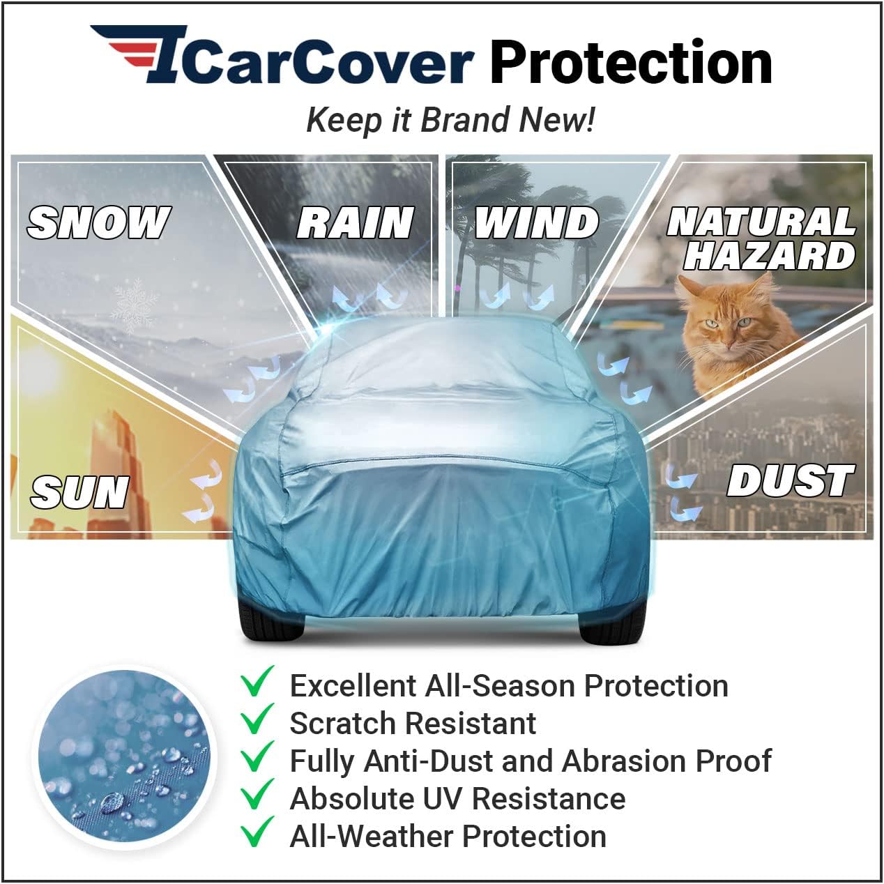 iCarCover Premium Car Cover for 1977-1984 Buick Electra Heavy Duty Waterproof All-Weather Automobiles Custom Fit Indoor Outdoor UV Snow Protection Covers with Straps and Bag