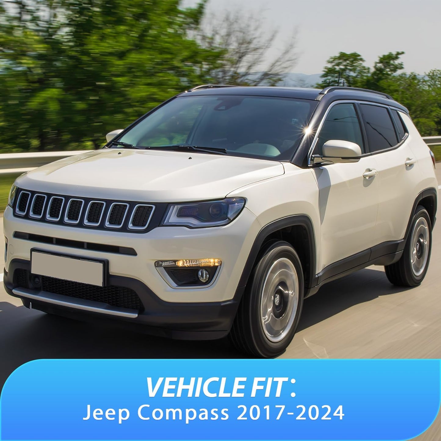 Nilight Vent Window Visors for Jeep Compass 2017 2018 2019 2020 2021 2022 2023 2024, in-Channel Rain Guards, Original Window Deflectors-4PCS