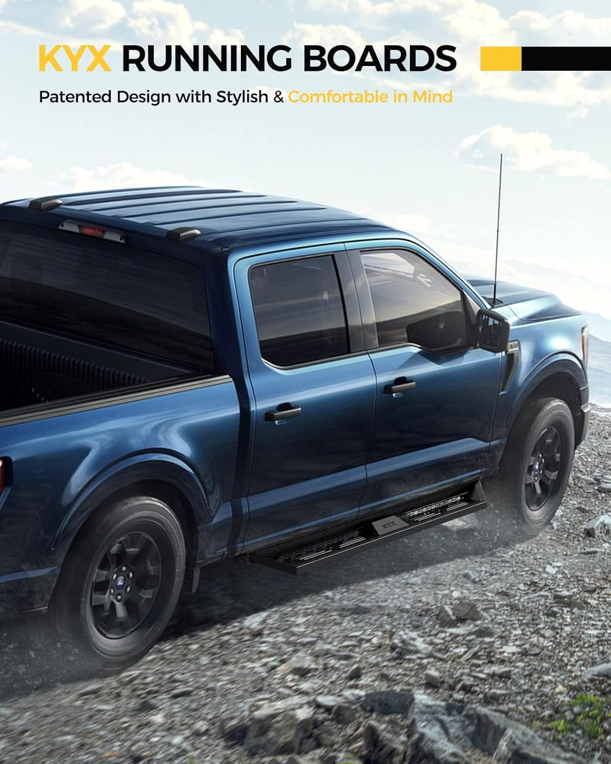 KYX Running Boards & Steps Nerf Bars Fit for 2015-2025 Chevy Colorado/Canyon Crew Cab, A Pair 6 inch Car Door Side Steps Nerf Bars Truck Boards Step Rails-Dual Tube
