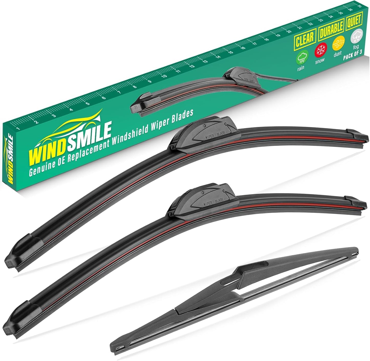 26" 17" 12" Windshield Wiper Blades Replacement for Nissan Rogue 2014 2015 2016 2017 2018 2019 2020 2021 2022 2023 Premium All Weather Front Rear Wipers Set - OEM Quality (Pack of 3)