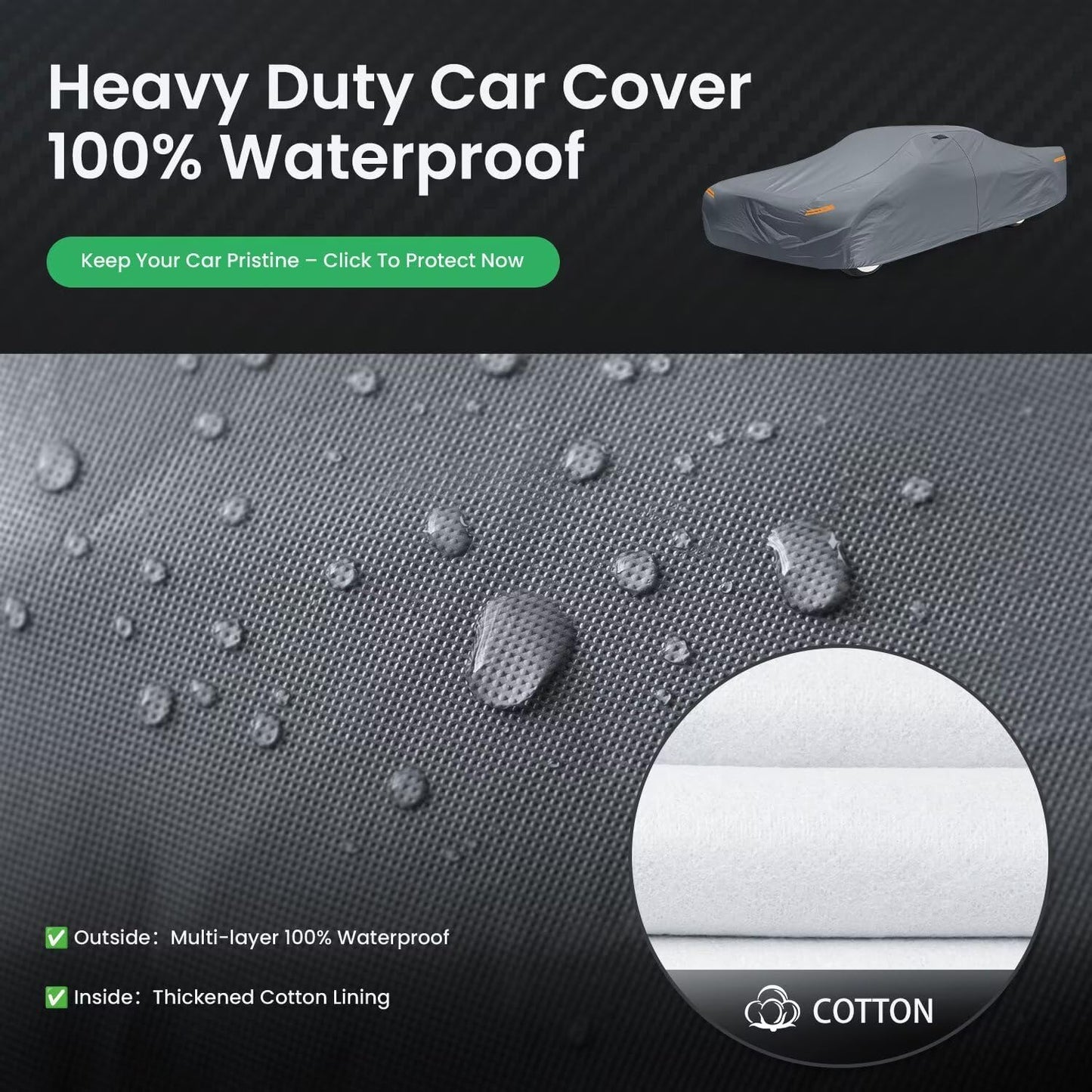 Waterproof Plymouth Fury(1956-1989) Car Cover with Breathable Vents, [2025 Upgrade] Premium Covers with Cotton Liner and Zipper Door, Sun Rain Snow Dust Uv Protection.(Gift with Towel)