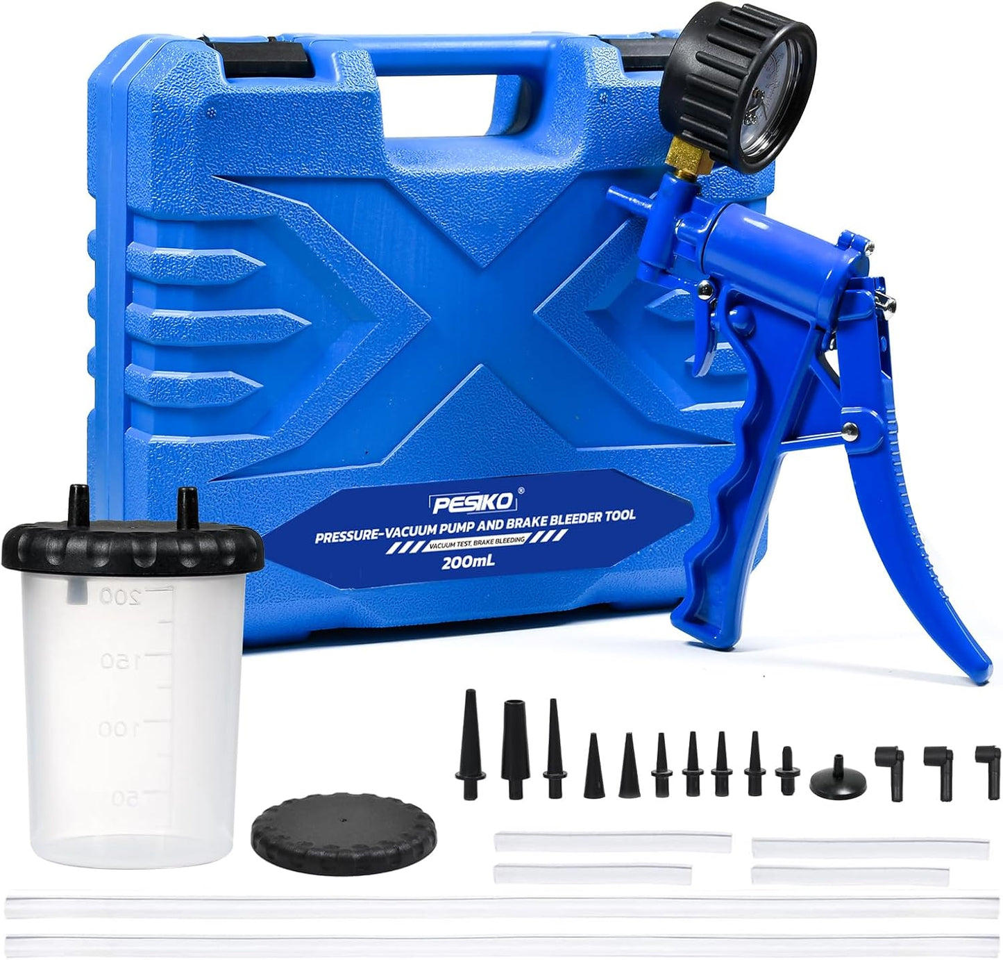 Hand Vacuum Pump Brake Bleeder kit One Person, Brake Clutch Bleeding Tune-up Kit for Brake Bleeding and Automotive Tester Blue