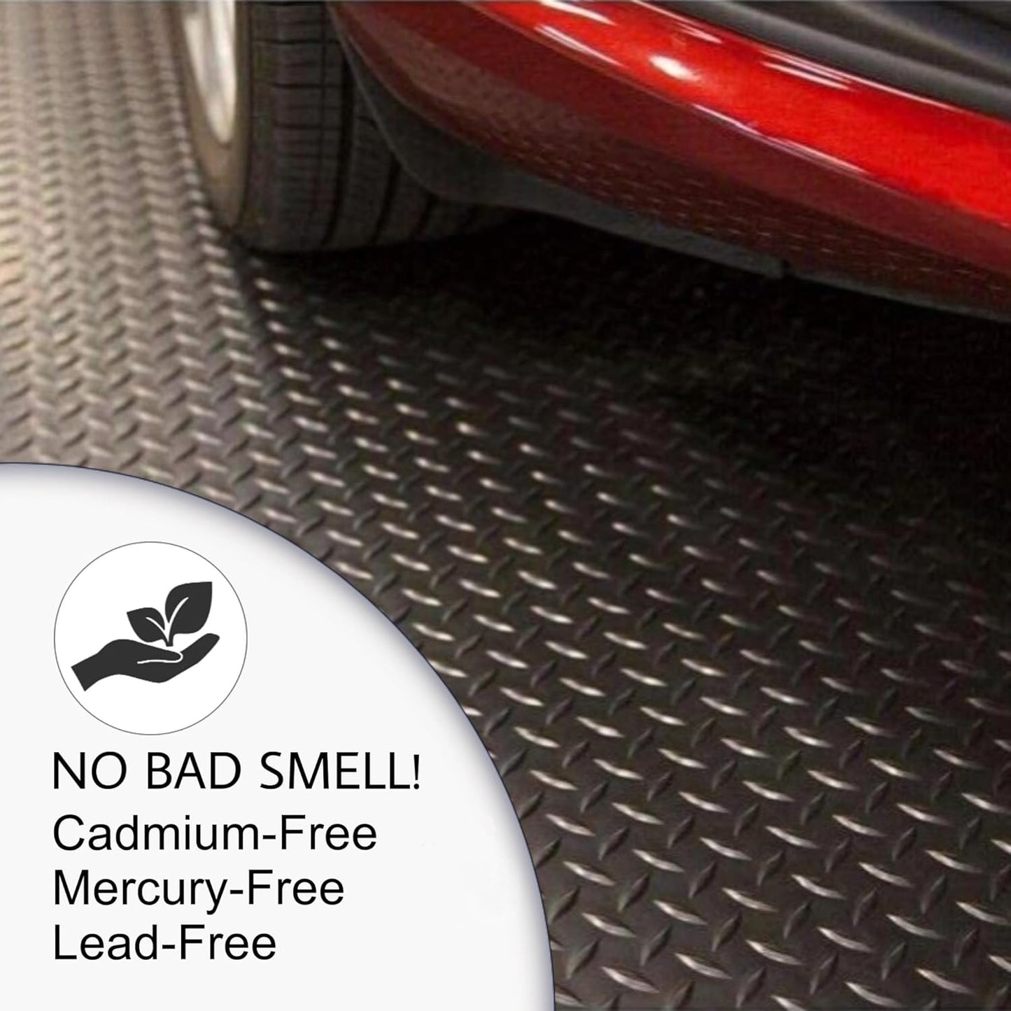 SEAL 4 x 15 Ft Premium Garage Floor Mat, Solid 2.8mm Thickened Black Commercial Grade Heavy Duty Parking Mat for Garage Floor, Golf Cart, Water/Stain Resistant Floor Runner (Embossed Diamond Plate)