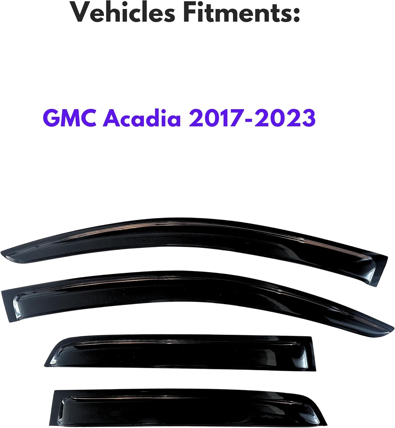 KPY Window Visor Compatible with GMC Acadia 2017-2023, 4PC Rain Guard Side Window Vent Deflectors Tape-On Style, 2017 2018 2019 2020 2021 2022 2023