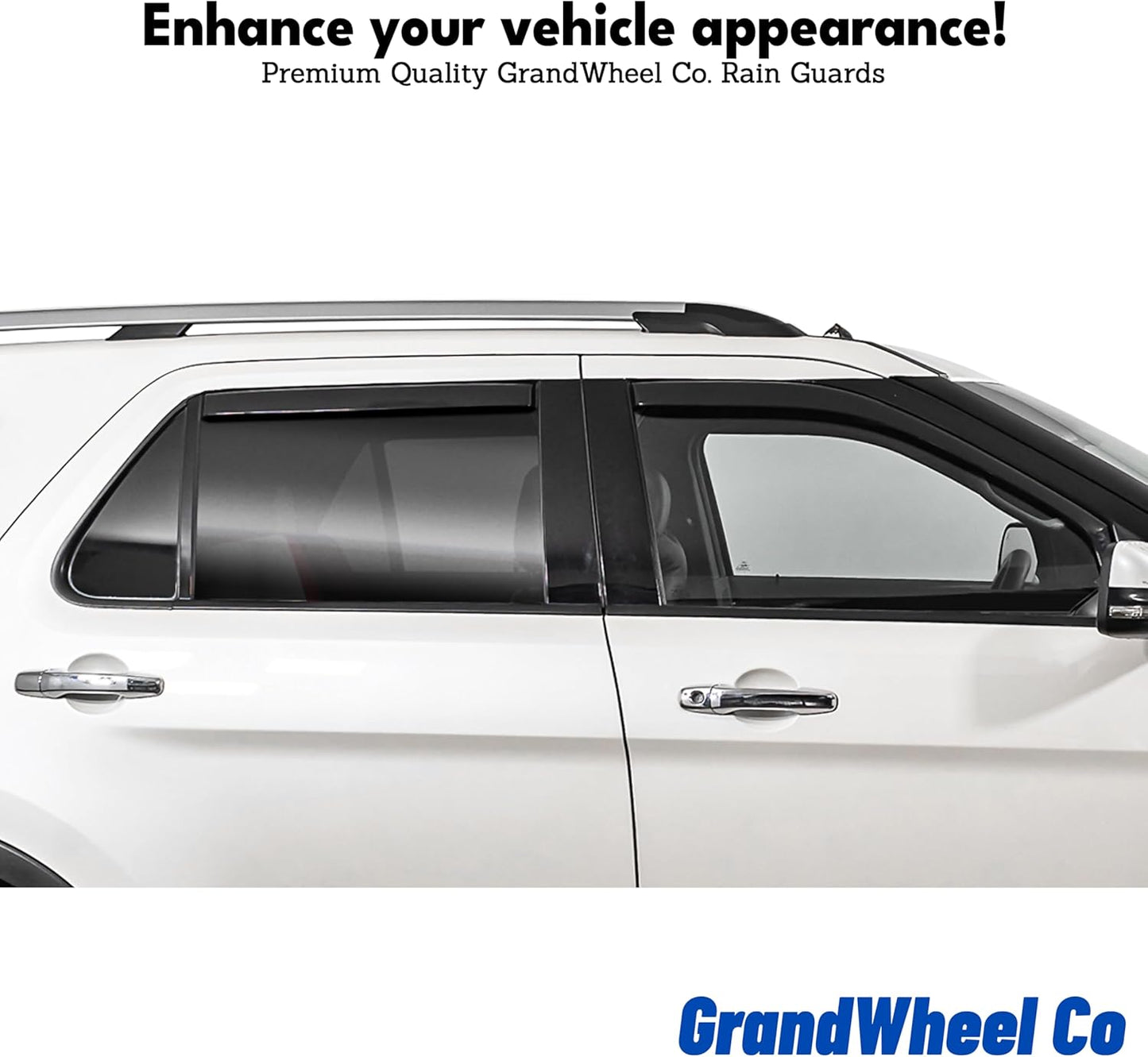 GrandWheel Co Smoke Tinted in-Channel Side Window Vent Visor Deflectors Rain Guards Compatible with Traverse 2018-2023 - 4pcs. GW0556