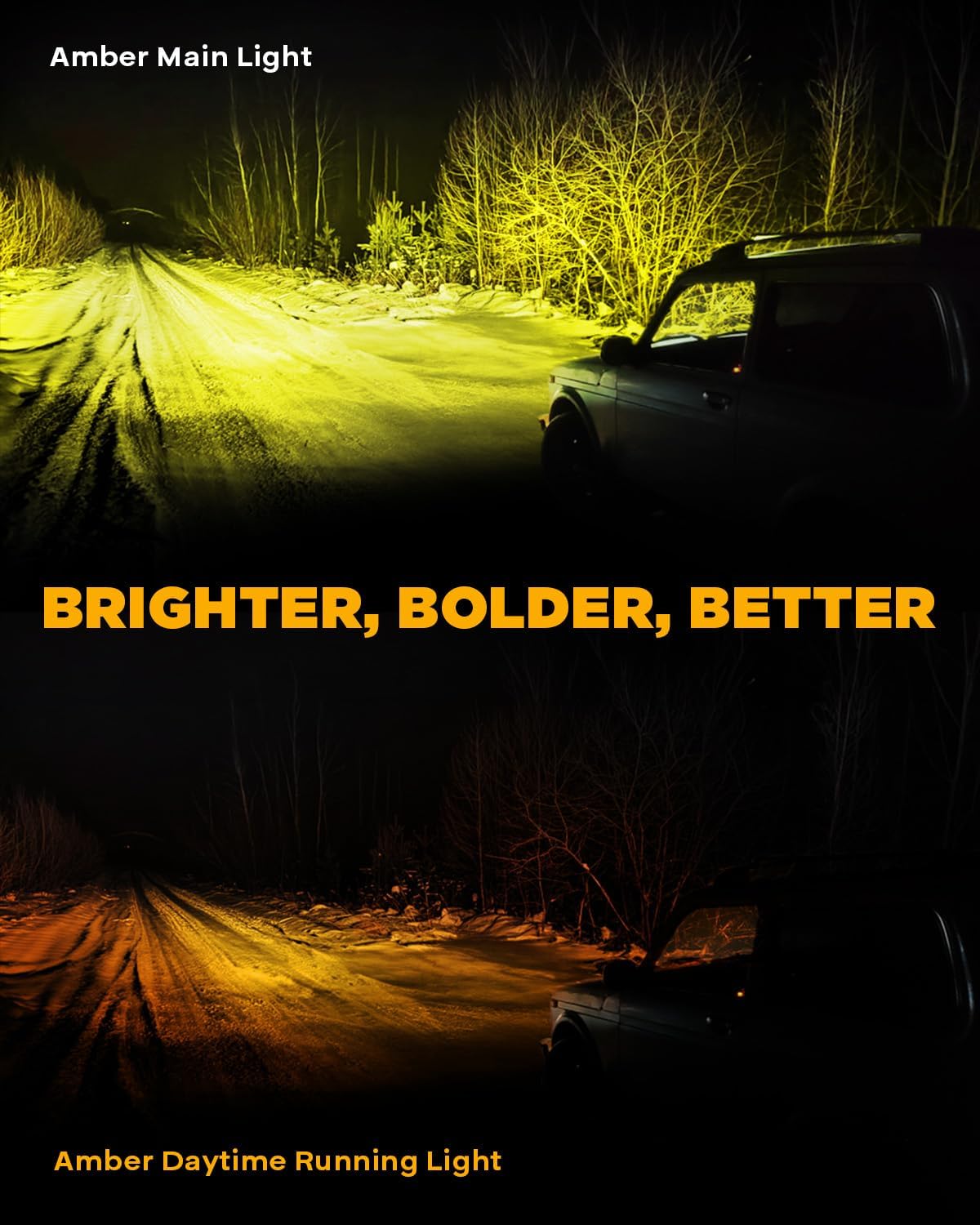 Auxbeam V-Ultra Series 7" 226W Side Shooter LED Offroad Lights, Amber DRL 3 Modes Light Bar, 270° Coverage Round LED Pods Spotlights, 26800LM Yellow Fog Lights with Protective Covers, Pair