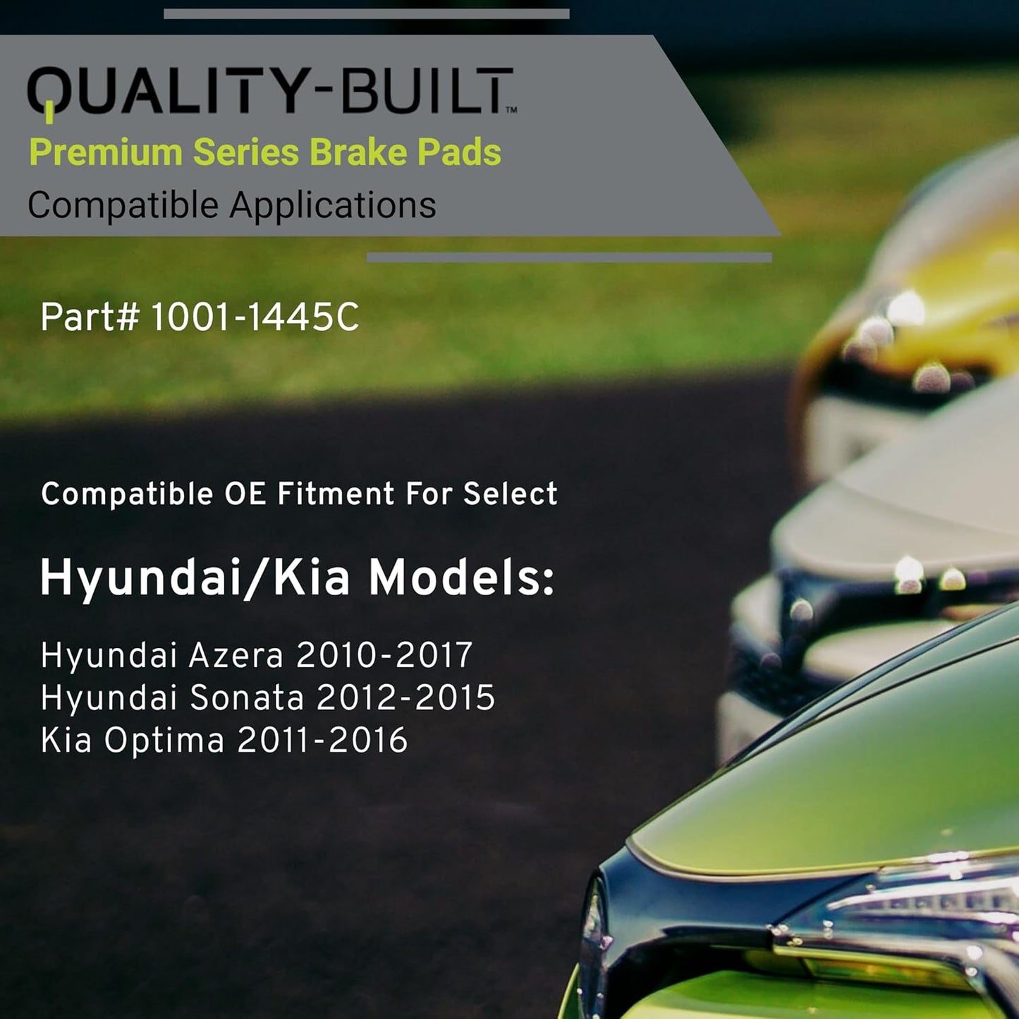 Premium Ceramic Rear Brake Pads (1001-1445C) Compatible with Hyundai Azera 2010-2017, Hyundai Sonata 2012-2015, Kia Optima 2011-2016