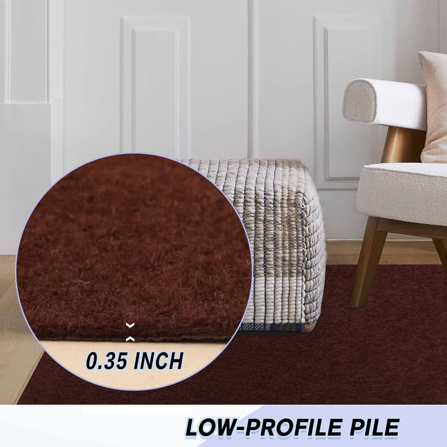Custom Size Backed Non-Slip Area Rugs Runner, Easy Clean, Waterproof Runner Rugs for Hallway Entryway, Kitchen, Laundry, 3FT x 27FT, Brown