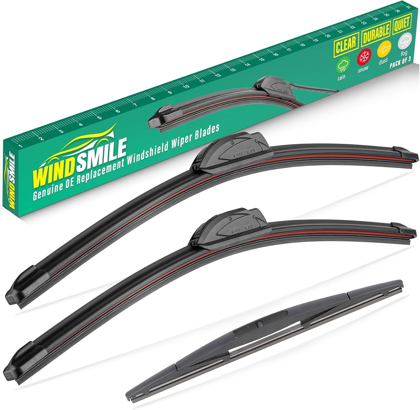 26" 16" 14" Windshield Wiper Blades Replacement for Acura RDX 2007-2018 Premium All Weather Front Rear Wipers Set - OEM Quality (Pack of 3)