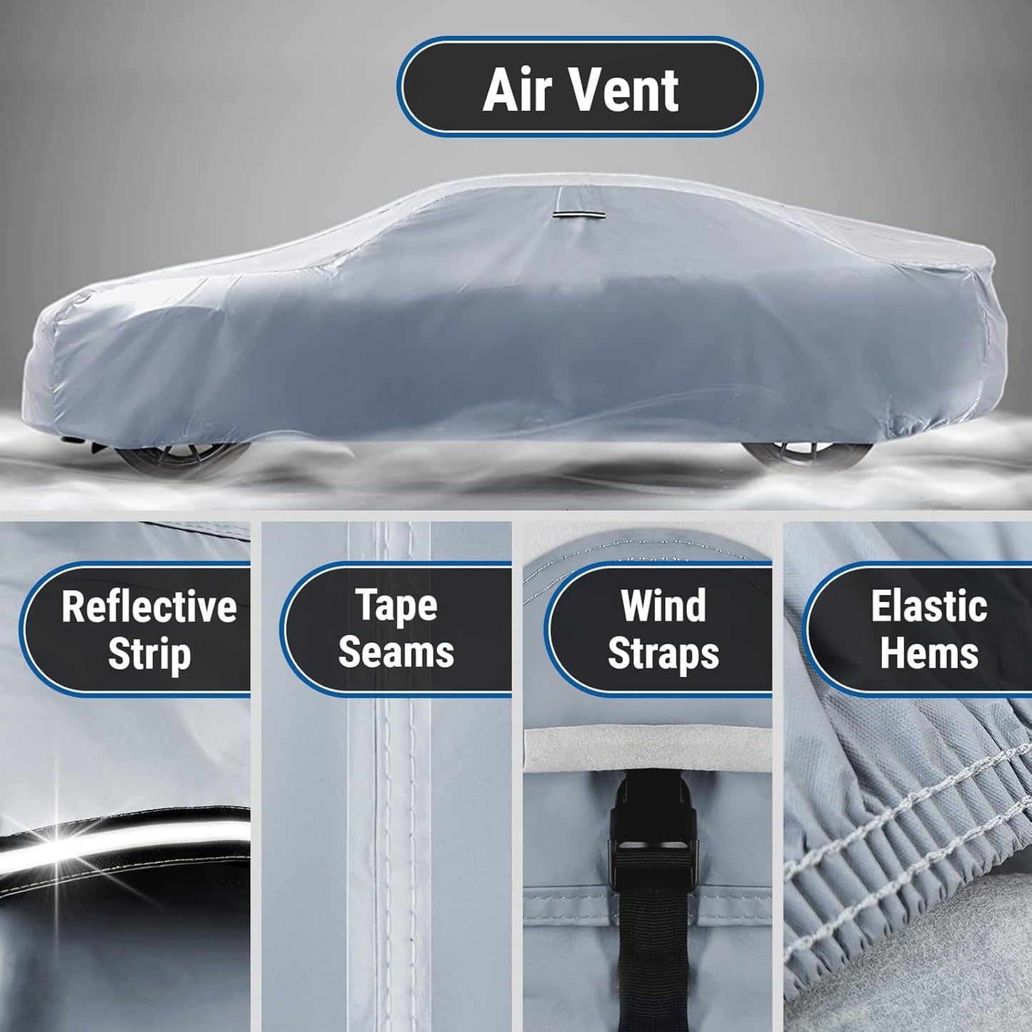 iCarCover Custom Car Cover for Chevy Nomad Wagon (1958-1961) Waterproof All Weather Rain Snow UV Sun Protector Full Exterior Indoor Outdoor Car Cover (Stripe - Gray/Black)