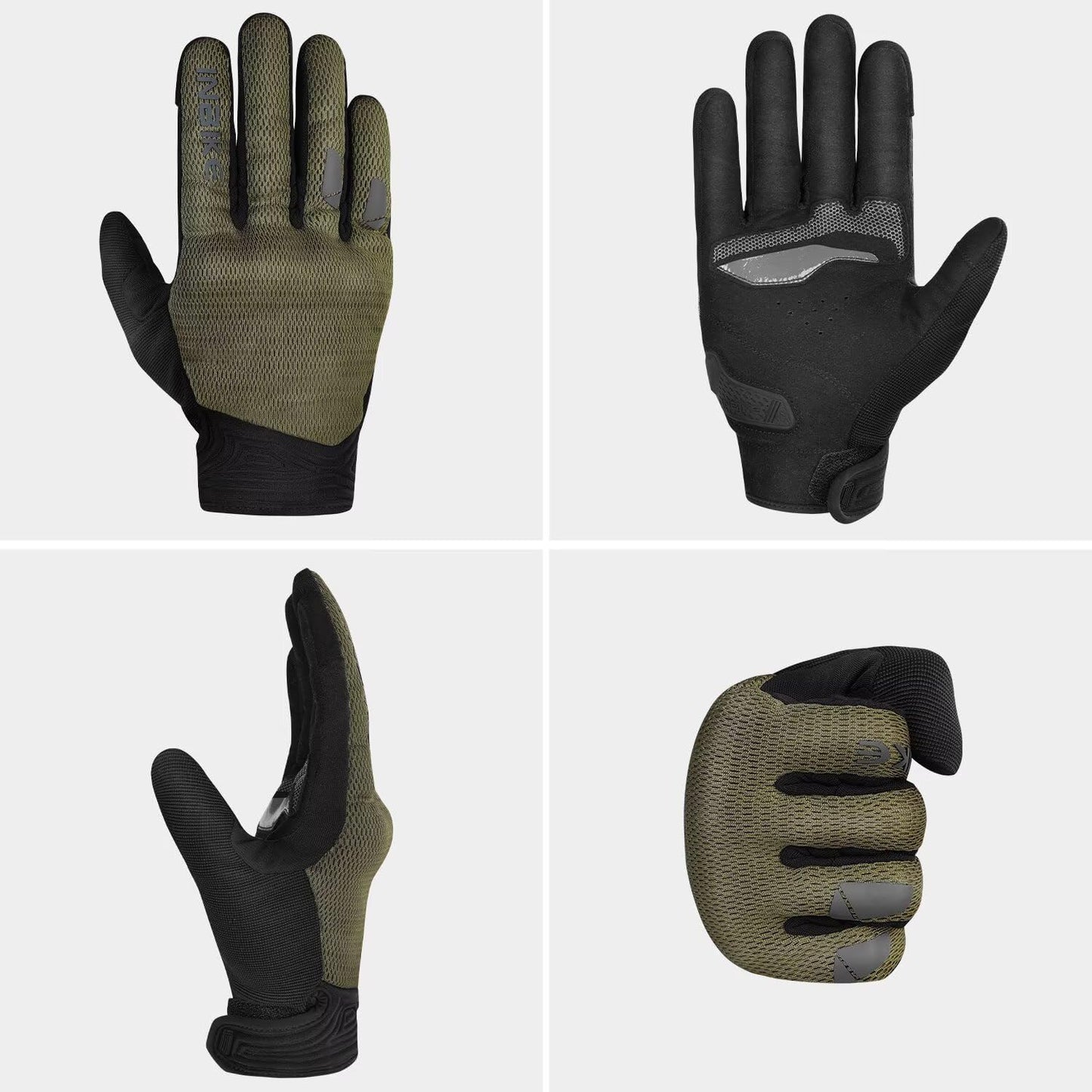INBIKE Breathable Mesh Motorcycle Gloves for Men/Women, Shell Protection, Reflective, TPR Palm Sliders, Touchscreen Motorbike Gloves for ATV BMX MTB Riding