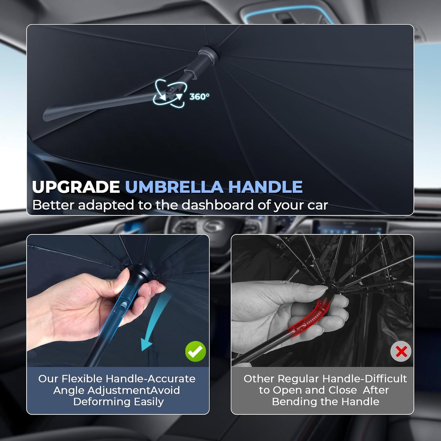 Windshield Sun Shade Umbrella for 2017-2025 Cadillac XT5 Accessories: Custom Fit 240T Silver, Double Thickened, Foldable Sunshade Window Sun Visor, Ultimate 99% UV Blocking for Luxury, Premium, Sport