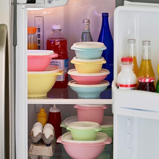 Tupperware Heritage Collection 36 Piece Food Storage Container Set in Vintage Colors- Dishwasher Safe & BPA Free - (18 containers + 18 lids)