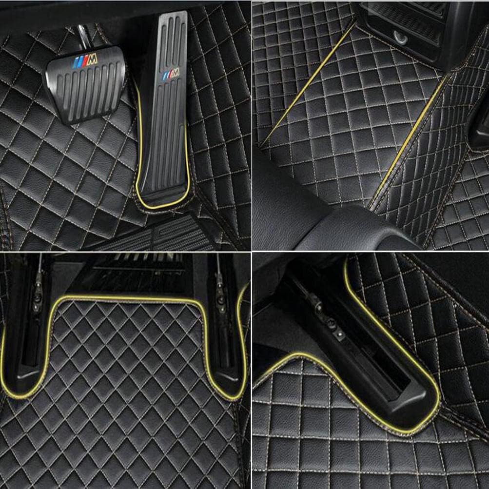 TAHALICustom Colors Car Floor Mats Black Pink for 99.9% Sedan SUV Sports， All-Weather Liners Car Floor mat，Luxury Leather Automotive Floor Mats (Black and White-,3D Floor Mats)
