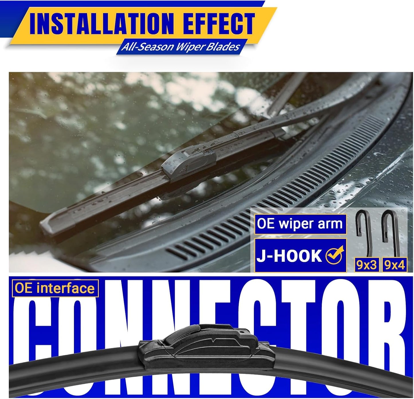 3 wipers Replacement for 1997-2001 Honda CR-V CRV, Windshield Wiper Blades Original Equipment Replacement - 20"/19"/11" (Set of 3) U/J HOOK