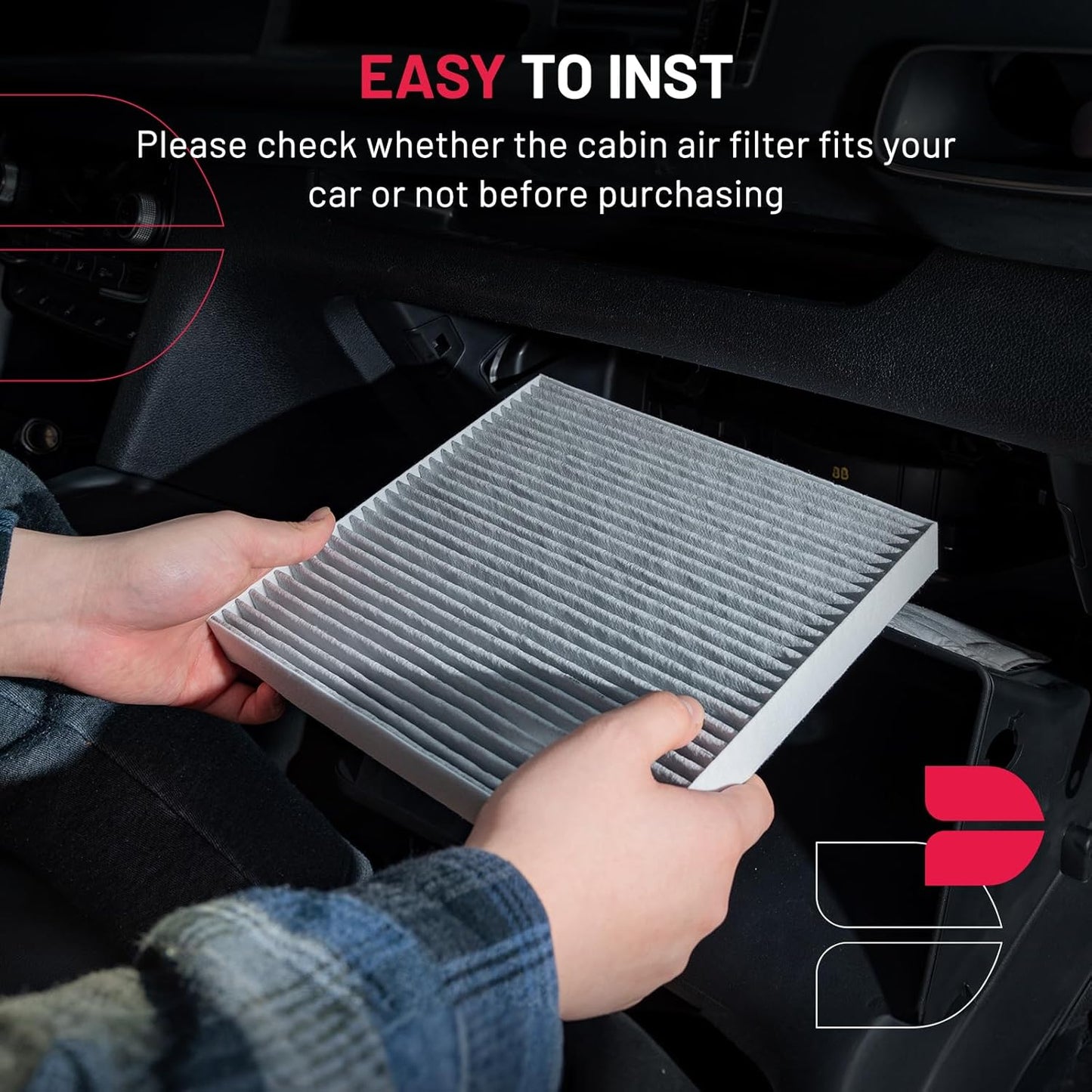 BDFHYK Cabin Air Filter with Activated Carbon Compatible with Ford GT 2017-2022, Transit Connect 2014-2022, Escape 2013-2019, C-Max 2013-2018, Focus 2012-2018, Compatible with Lincoln MKC 2015-2019