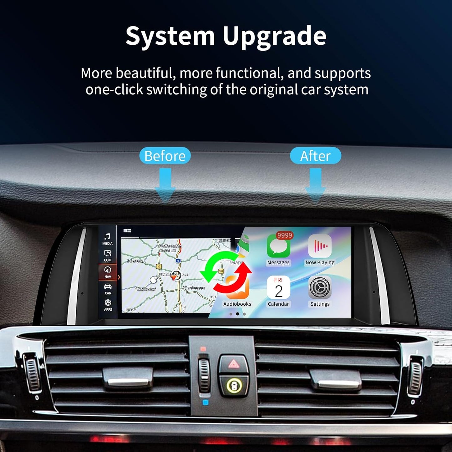Wireless CarPlay/Android Auto 10.25 Inch Touchscreen for BMW 5 Series F10/F11 (2012-2016) with NBT System, Car Radio Receiver, Multimedia, Bluetooth, Car Stereo