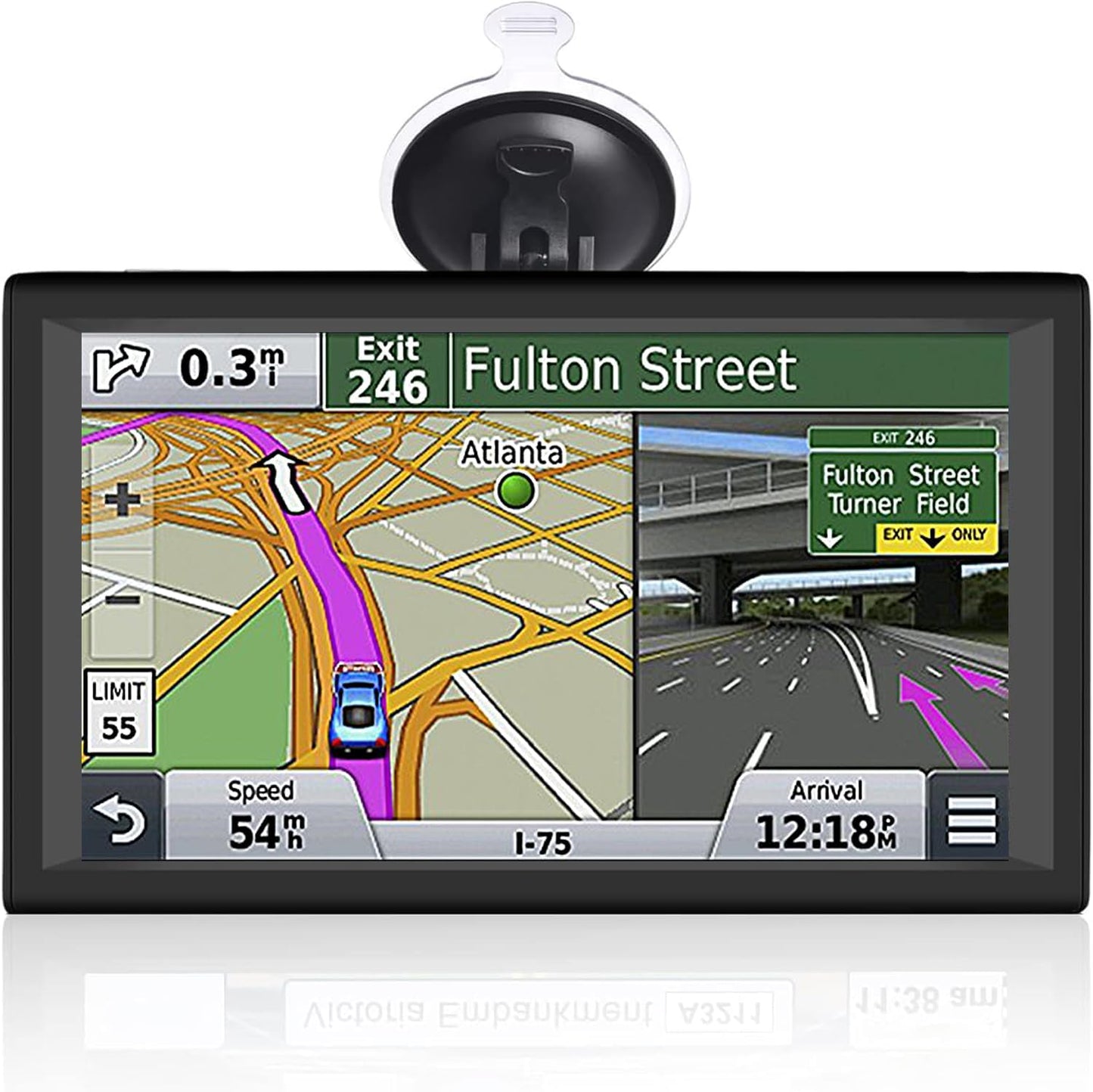 GPS Navigator for Car Truck RV, 9 ” Trucker GPS for Semi Truck 2025 Map， Real Voice Spoken Turn-by-Turn Direction Reminding Navigation System for Cars, Vehicle GPS with Speed and Red Light Warning