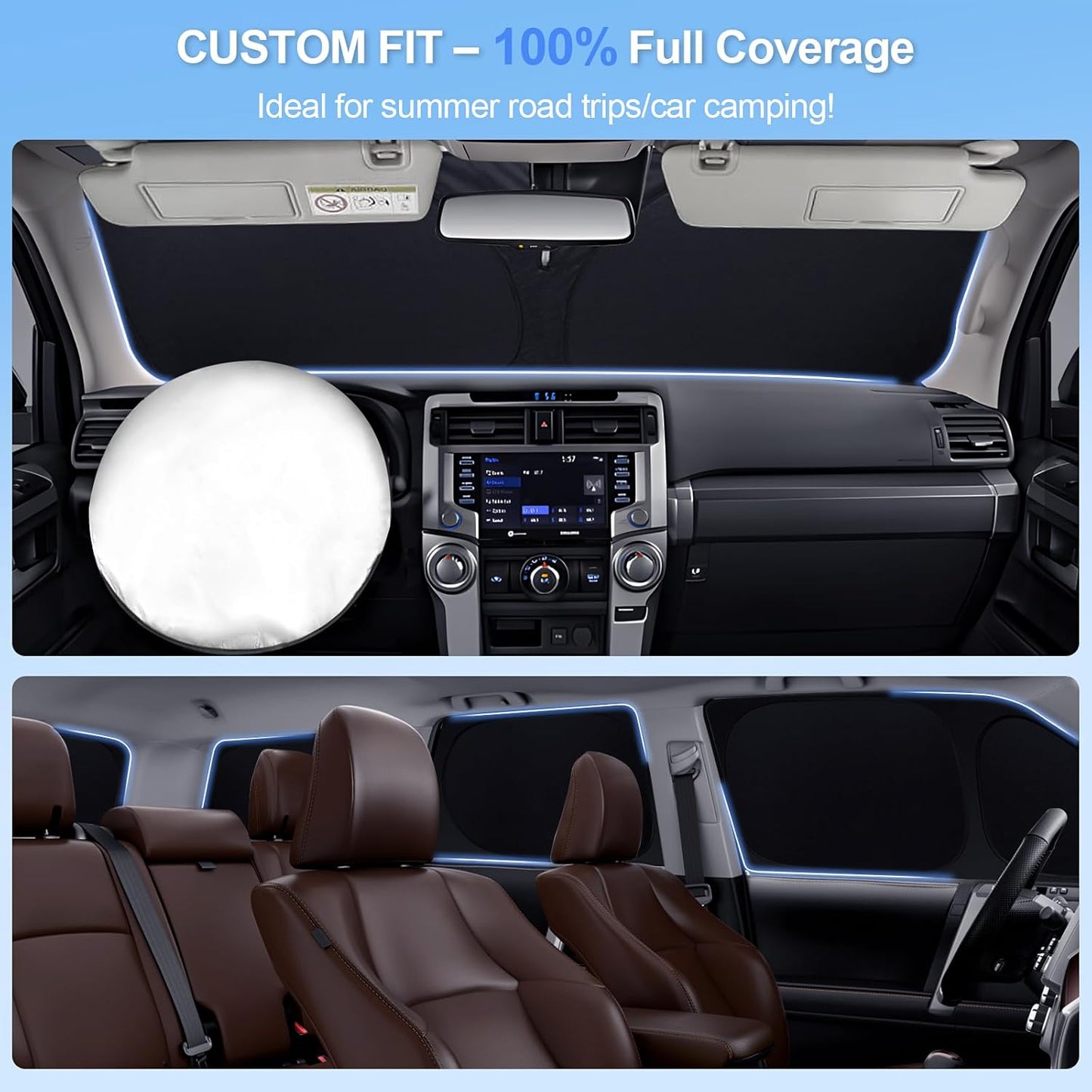 6pcs Car Window Shades for Toyota Camry 2018-2024 Accessories,Windshield Side Rear Full Sunshade,Sun Visor UV Blocking, Privacy Protection and Blackout for Camping Outdoor