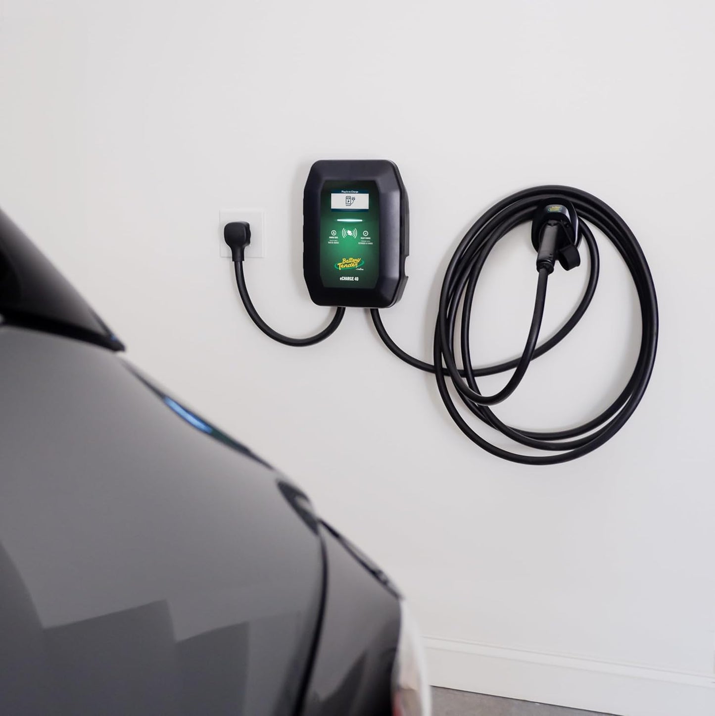 Battery Tender eCharge 40 AMP EV Charger - Level 2 Mounted Indoor Outdoor Fast Electric Vehicle Charging Station with Flexible 25ft Cable NEMA 14-50 - 022-3018-DL-WH