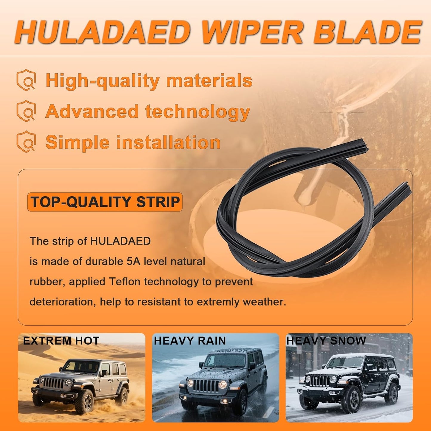 HULADAED® 24'' 20'' 15'' Windshield Wipers Replacement for Volvo XC90 2022-2016,Silicone Front Rear Wiper blades for MY Car-All Weather & Quiet(3 PACK)