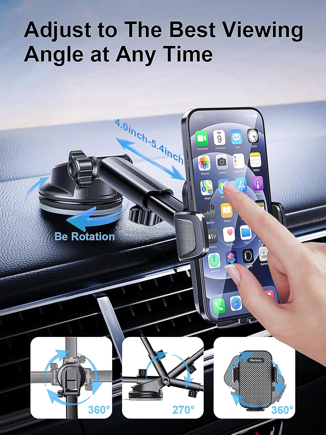 [Military-Grade 3-in-1 Purple Phone Holders for Your Car, [2025 Most Stable and Flexible Suction Cup] Vent Dashboard Windshield Cell Phone Mount Car Fit for All Phones, iPhone, Samsung