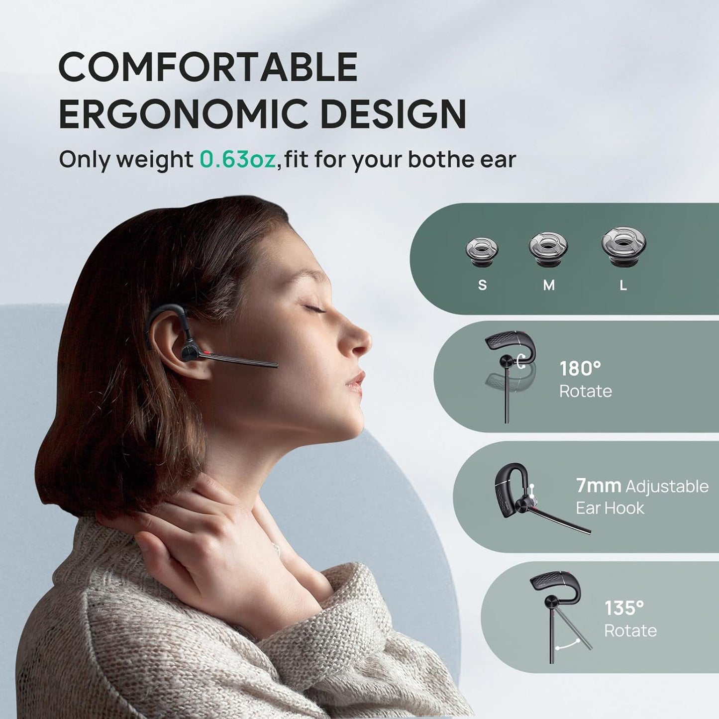 Yealink Bluetooth Headset BH71 Pro,Teams Zoom Certified,Bluetooth Earpiece with Noise Canceling Microphones,Wireless Single Ear Headset with Charging Case,Connect Mobile/Mac/PC,USB-A Dongle