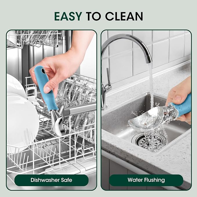 Beneno Heavy Duty Ice Cream Scoop - Upgraded Anti-Fracture Design, Comfortable Grip Long Handle, Effortless Scooping & Dishwasher Safe, Aqua