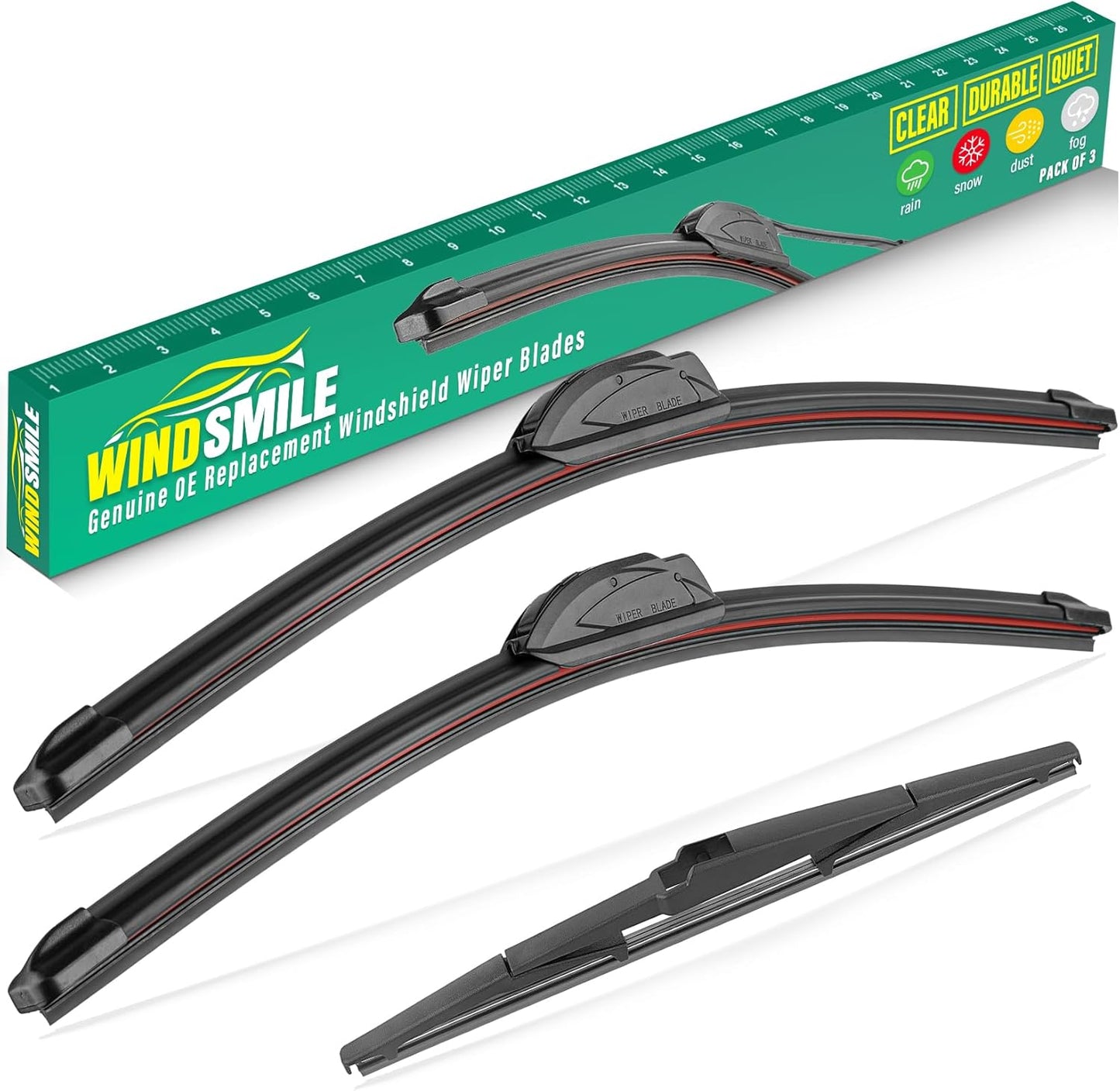 26" 18" 14" Windshield Wiper Blades Replacement for Jeep Cherokee 2014 2015 2016 2017 2018 2019 2020 2021 2022 2023 Premium All Weather Front Rear Wipers Set - OEM Quality (Pack of 3)
