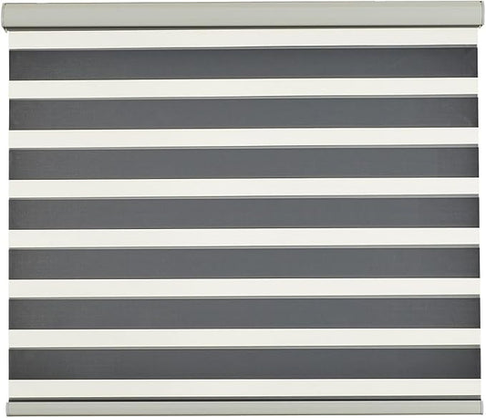 Persilux Zebra Blinds for Windows, Cordless Roller Blinds (50" W x 72" H, White) Light Filtering Sheer Window Treatments, Light Control for Day and Night, Room Darkening Roller Shades for Windows