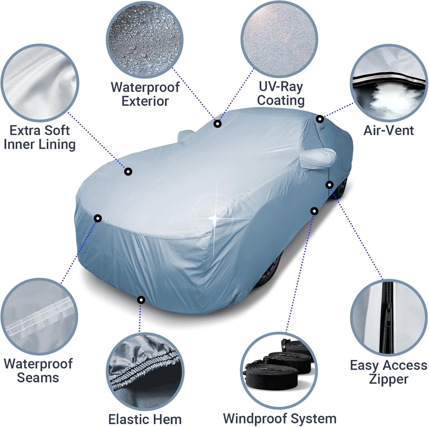 iCarCover Premium Car Cover for 2005-2010 Buick Allure Heavy Duty Waterproof All-Weather Automobiles Custom Fit Indoor Outdoor UV Snow Protection Covers with Straps and Bag
