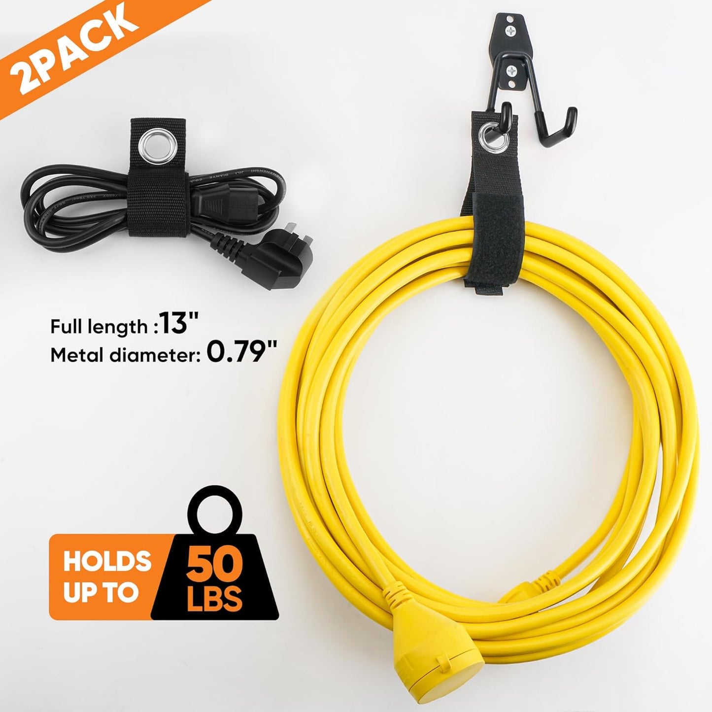 Nacial 16 Pack Garage Hooks Heavy Duty, Utility Steel Garage Storage Hook with 2 Storage Straps, Utility Garage Wall Mount Hooks for Hanging Bike, Ladder and Garden Tools, Perfect for Father Day Gifts