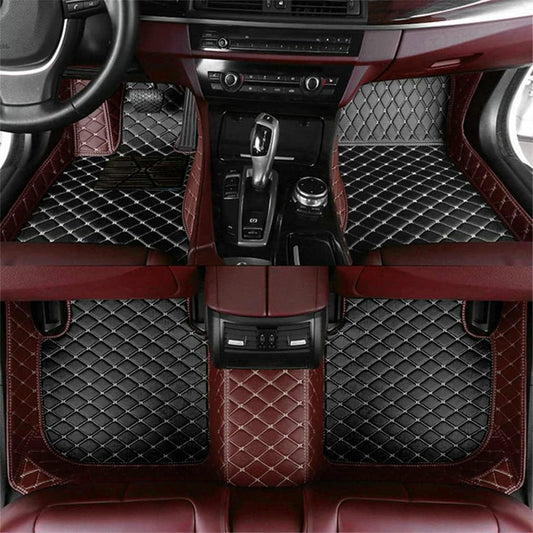 Add Personal Touch to Your Vehicle with IMEISH Customizable Logo Text Car Mats for 99% of vehiclesPads Protection Non-Slip Leather Floor Liners (Edge Brown Medium Black Beige)