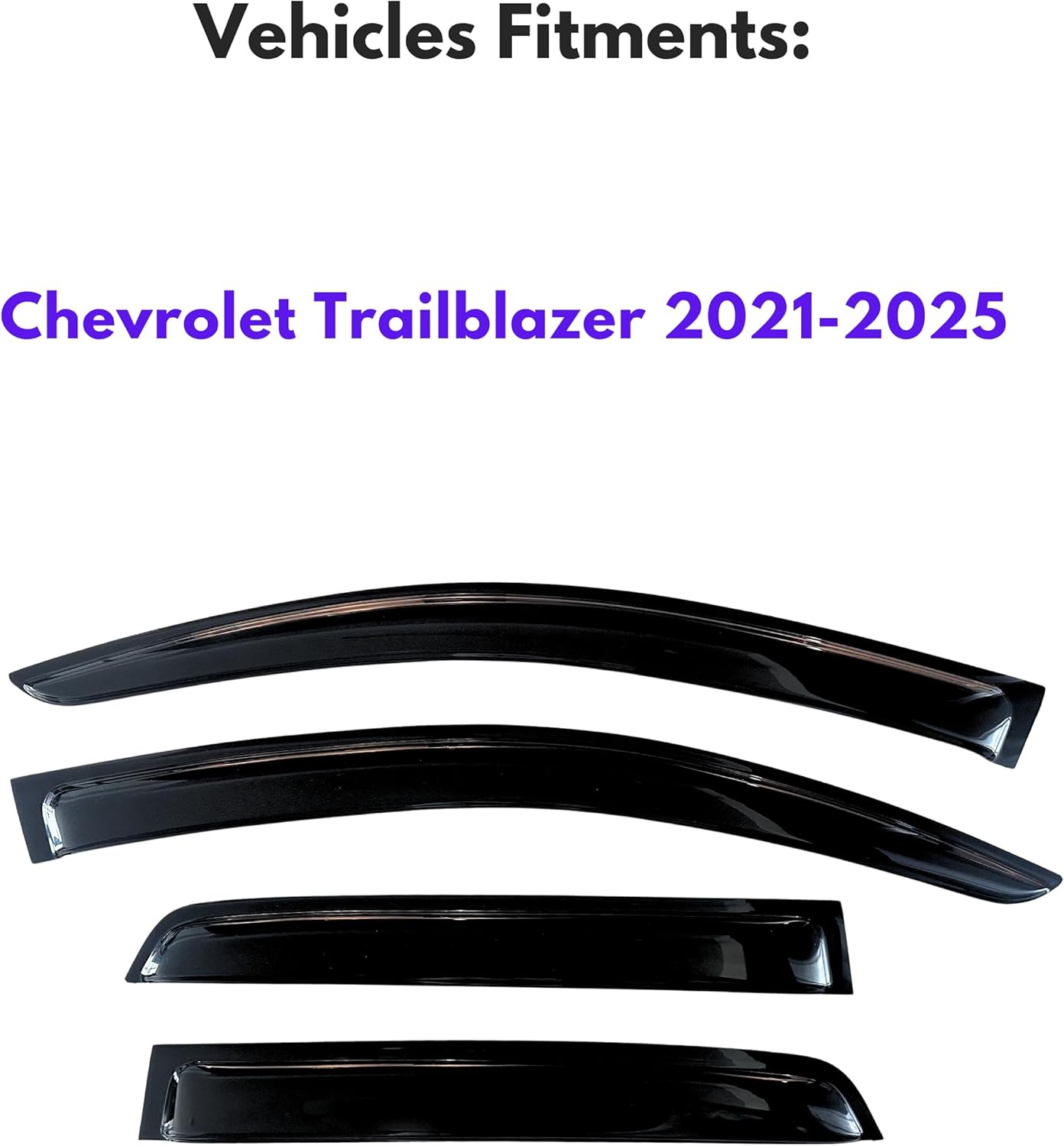 KPY Window Visor Compatible with Chevrolet Chevy Trailblazer 2021-2025, 4PC Rain Guard Side Window Vent Deflectors Tape-On Style, 2021 2022 2023 2024 2025