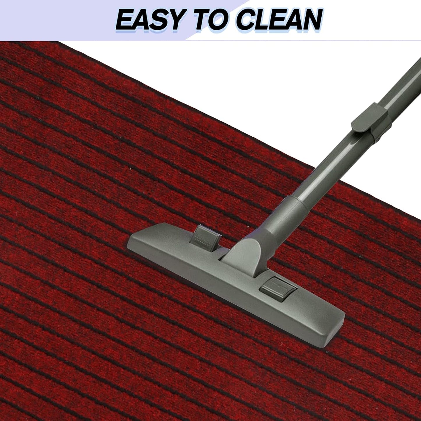 Custom Size Backed Non-Slip Area Rugs Runner, Easy Clean, Waterproof Runner Rugs for Hallway Entryway, Kitchen, Laundry, 2FT x 51FT, Red Stripe