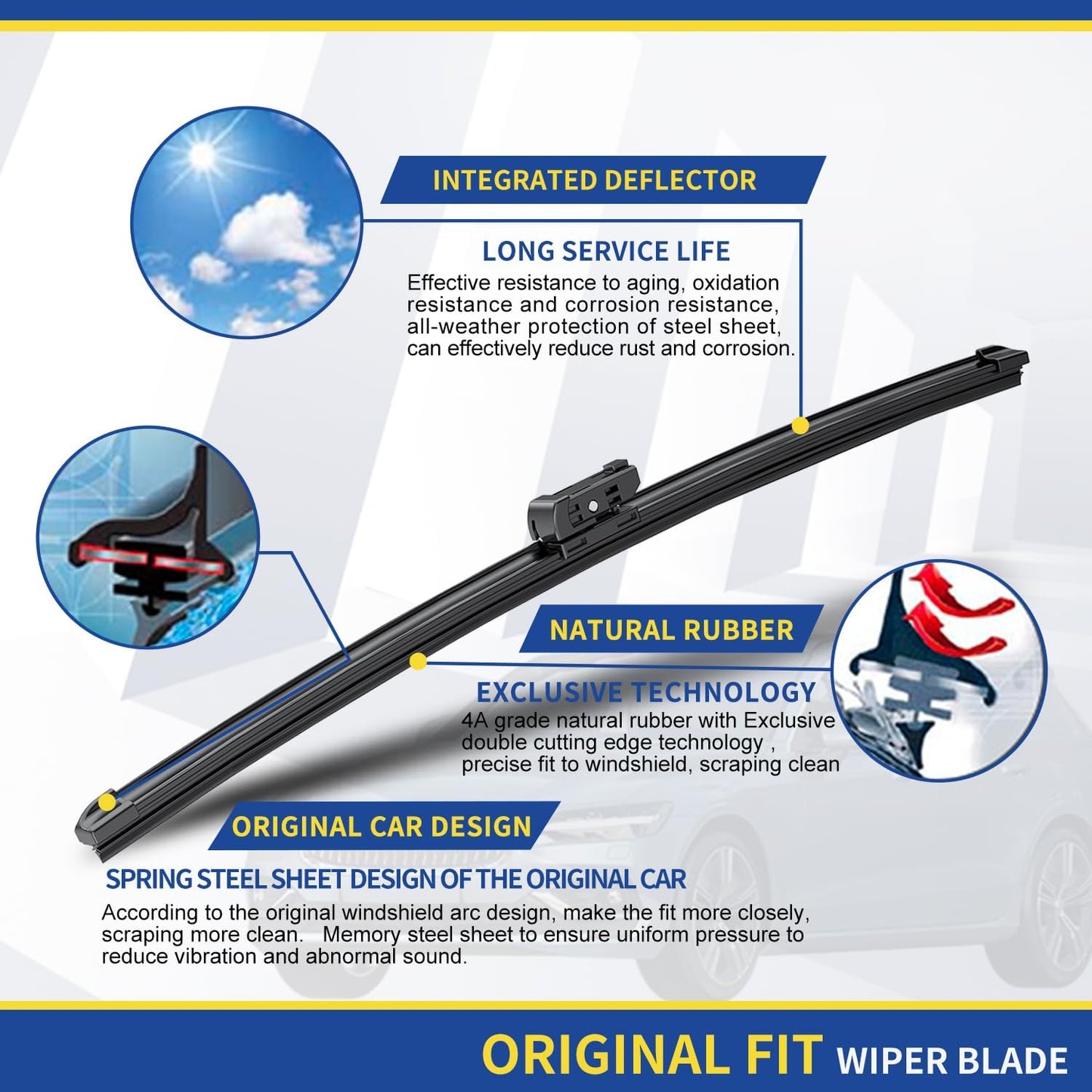Wipers Factory Replacement for MBZ W207 W212 E350 E400 E550 E63 AMG W204 Class C250 C300 C350 C63 AMG W218 C218 CLS550 CLS63 AMG Original Equipment Wiper Blades Set 24"+24"(Set of 2)