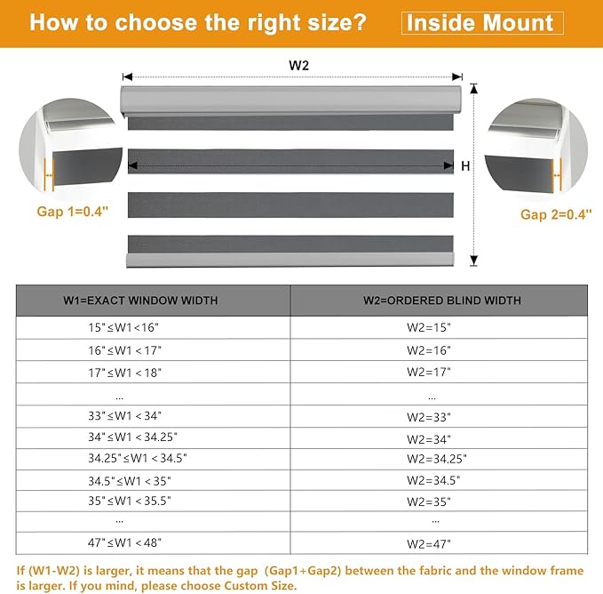 Persilux Cordless Zebra Blinds for Windows Free-Stop Roller Window Shades (22" W X 64" H, Grey) Dual Layer Light Control for Day and Night, Light Filtering Sheer Shades for Home, Easy to Install