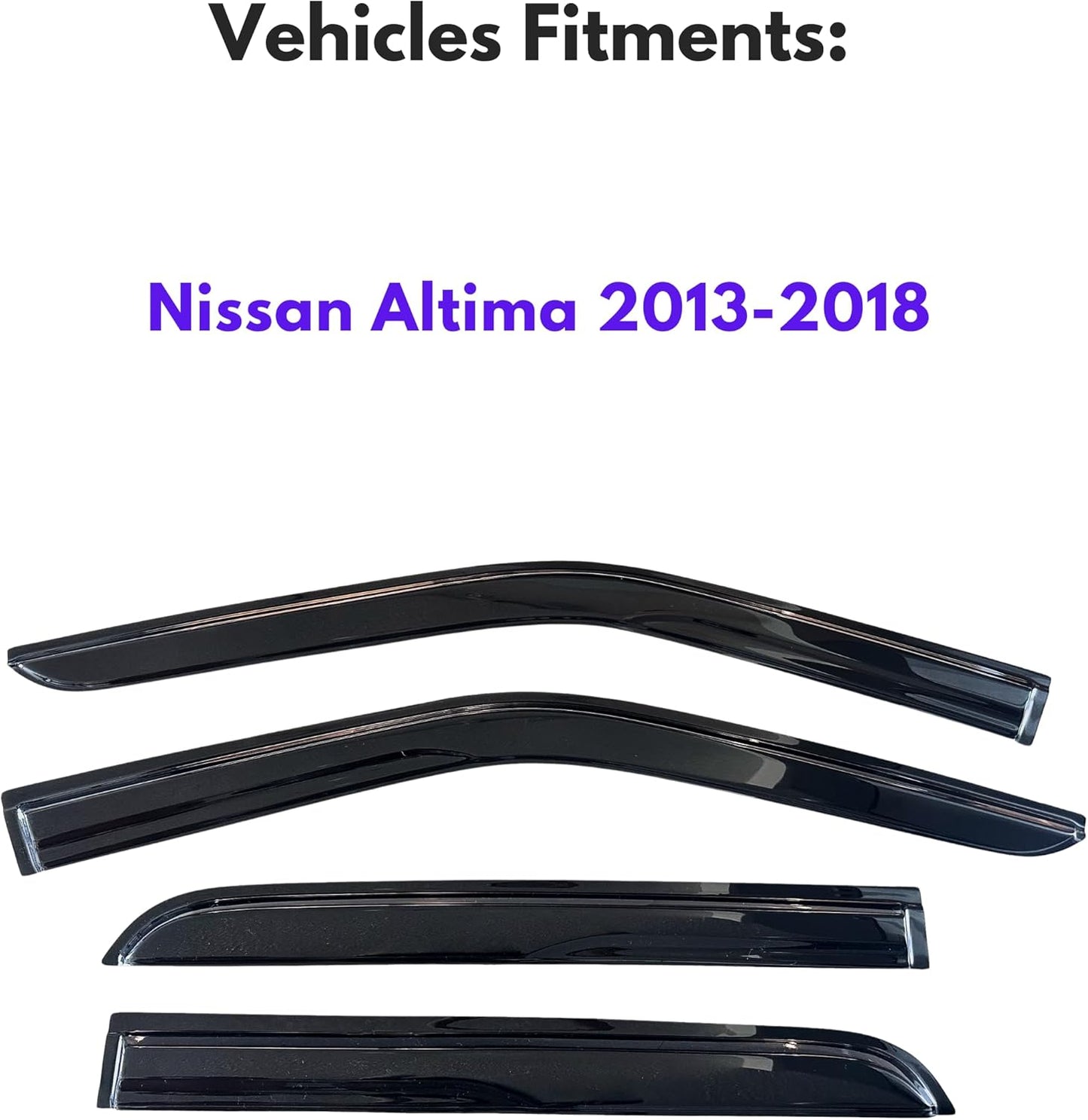 KPY Window Visor Compatible with Nissan Altima 2013-2018, 4PC Rain Guard Side Window Vent Deflectors Tape-On Mugen Style, 2013 2014 2015 2016 2017 2018