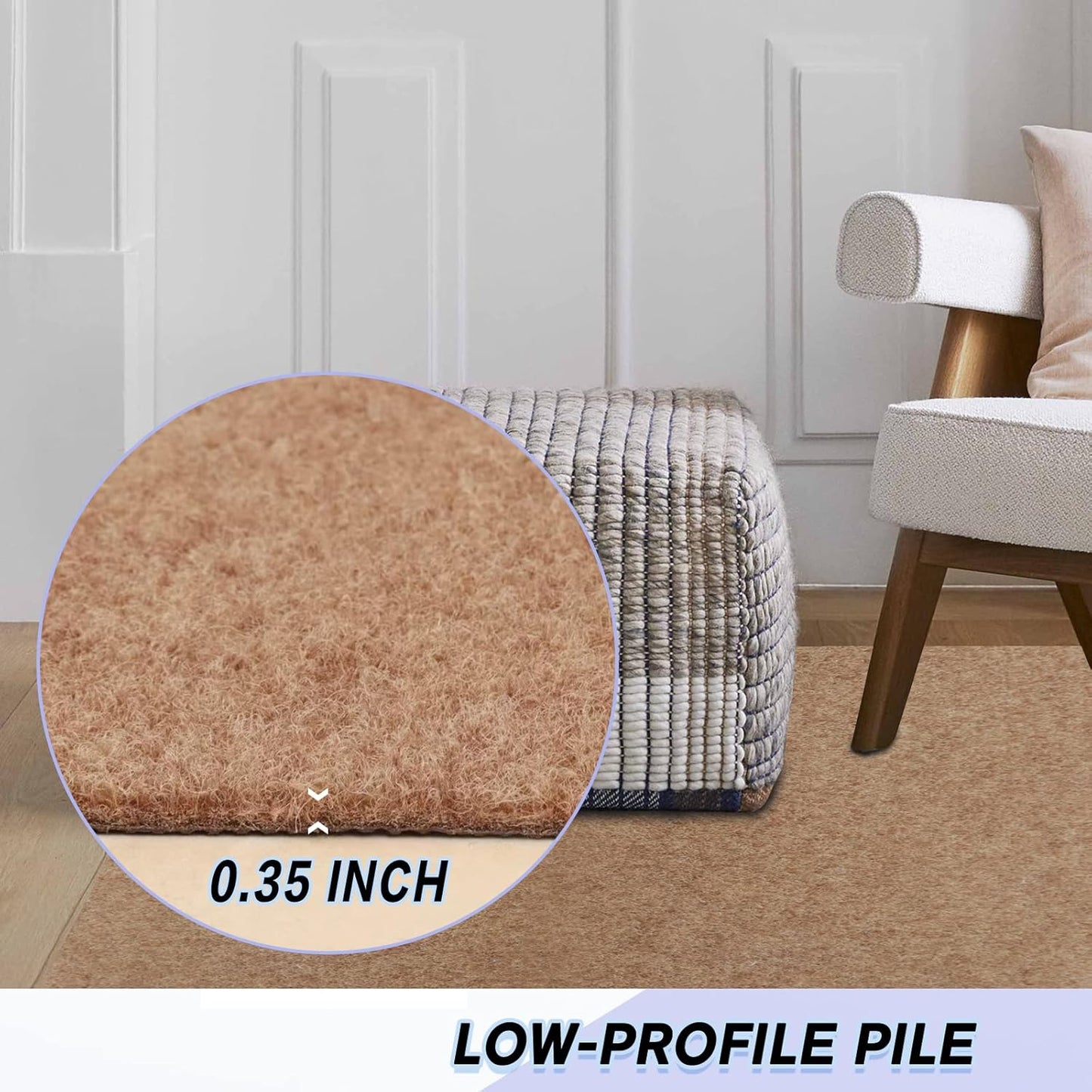 Custom Size Backed Non-Slip Area Rugs Runner, Easy Clean, Waterproof Runner Rugs for Hallway Entryway, Kitchen, Laundry, 3FT x 41FT, Beige