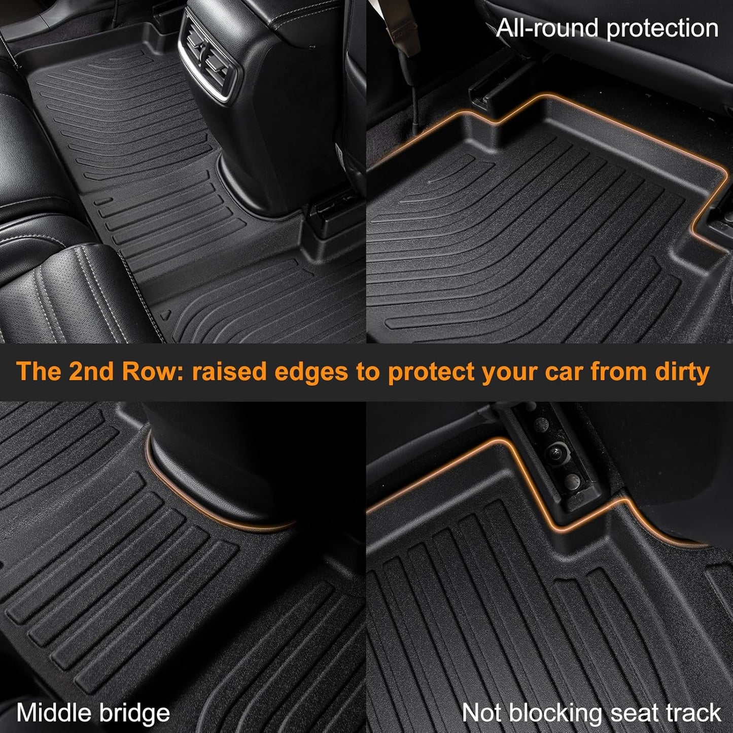 Binmotor-Floor Mats Cargo Liner Full Set for 2017-2024 Mini Countryman F60(Not for Manual Transmission),Waterproof TPE Rubber Liners for Mini Countryman Trunk Liner Accessories Mats