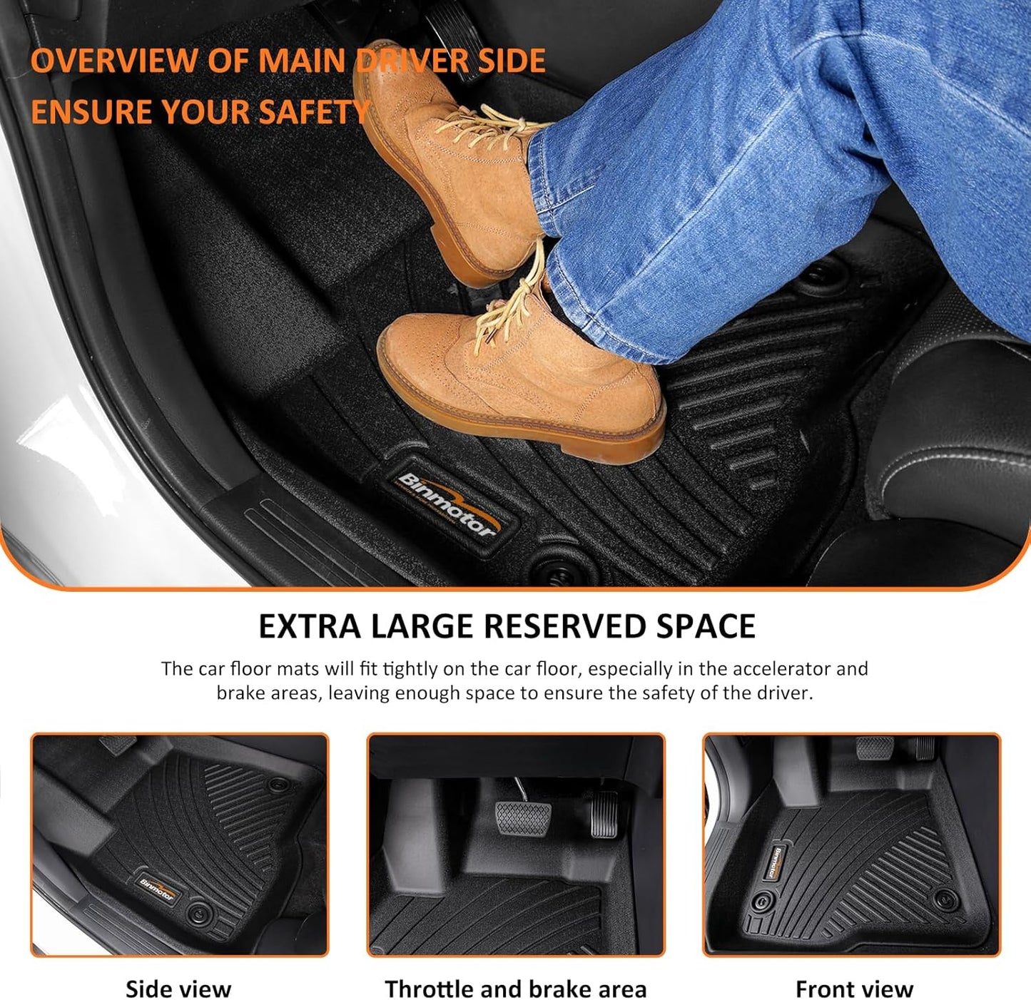 Binmotor-All Weather Floor Mats Cargo Liner Set for BMW X1 2023 2024 2025,1st & 2nd Row Full Set, TPE Rubber mats Heavy Duty Car Floor Liners-Black for X1 Accessories