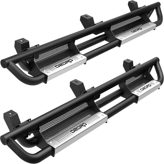 OEDRO 6 inch Running Boards, Drop Side Steps Compatible with 2018-2025 Jeep Wrangler JL & Unlimited 4 Door, Steel Nerf Bar with Silver Paintable Step Plates