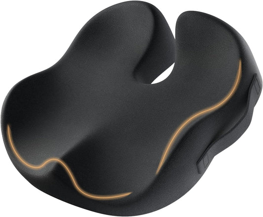 ProtoArc Seat Cushion, Office Chair Cushion for Sciatica, Coccyx Cushion, Ergonomic Memory Foam Seat Cushion for Car, Home, Pressure Relief Pad for Hip, Tailbone, All Day Comfort - Black