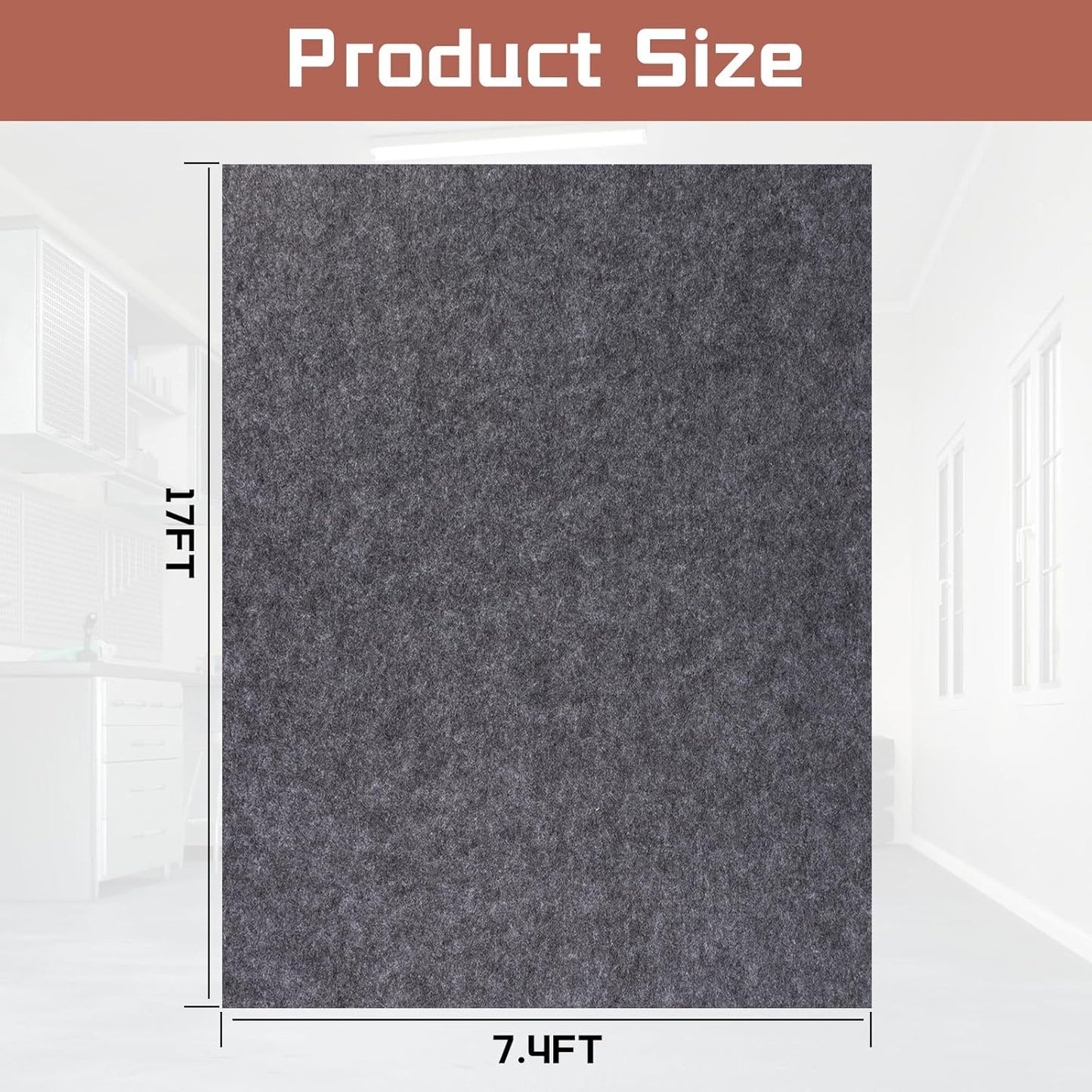 Garage Mats Oversize Garage Floor Paking Mats for Under Car, 7.4 x 17 Ft Non-Slip Gray Garage Flooring Carpets, Absorbent Oil Garage Parking Mat, Waterproof Mats