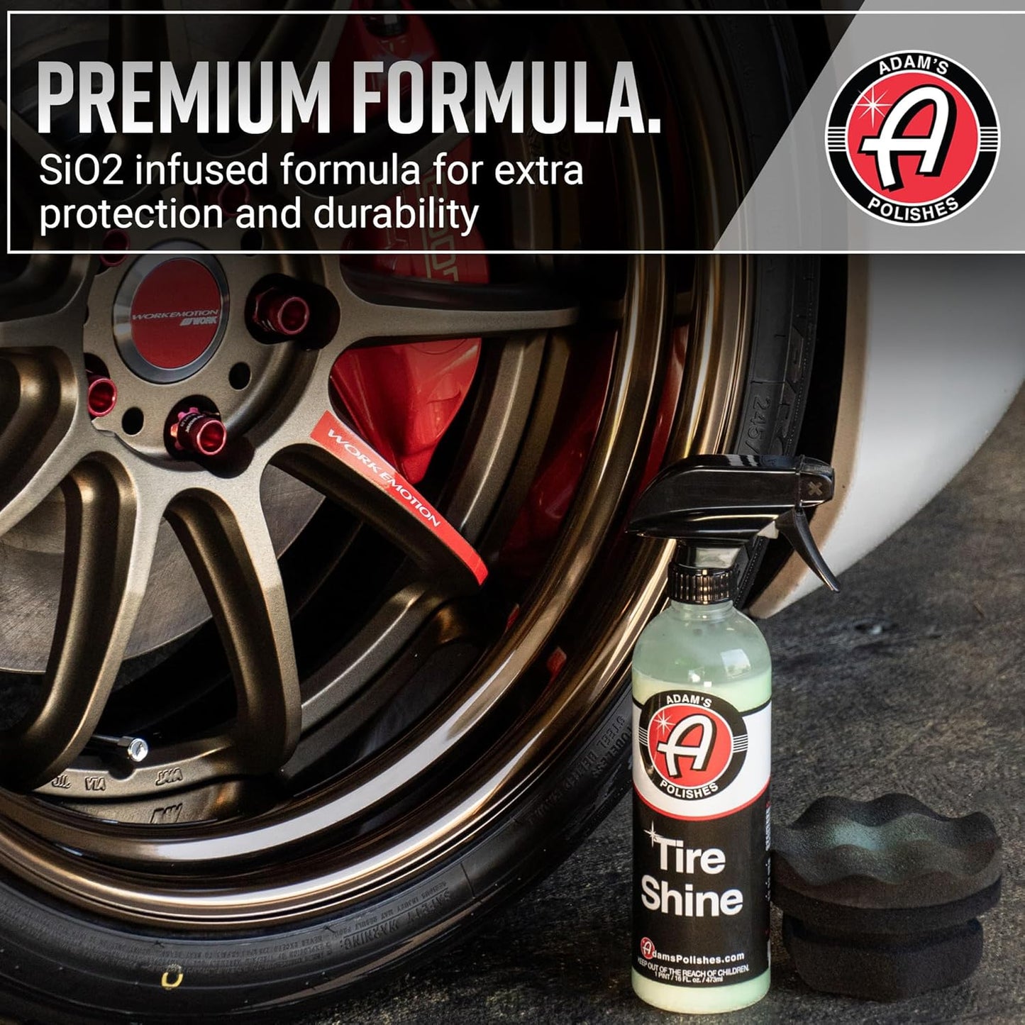 Adam's Polishes Tire Shine 5 Gal - Spray Tire Dressing W/ SiO2 For Non Greasy Car Detailing | Use W/Tire Applicator After Tire & Wheel Cleaner | Tire Ceramic Coating Car Wax Like Tire Protection