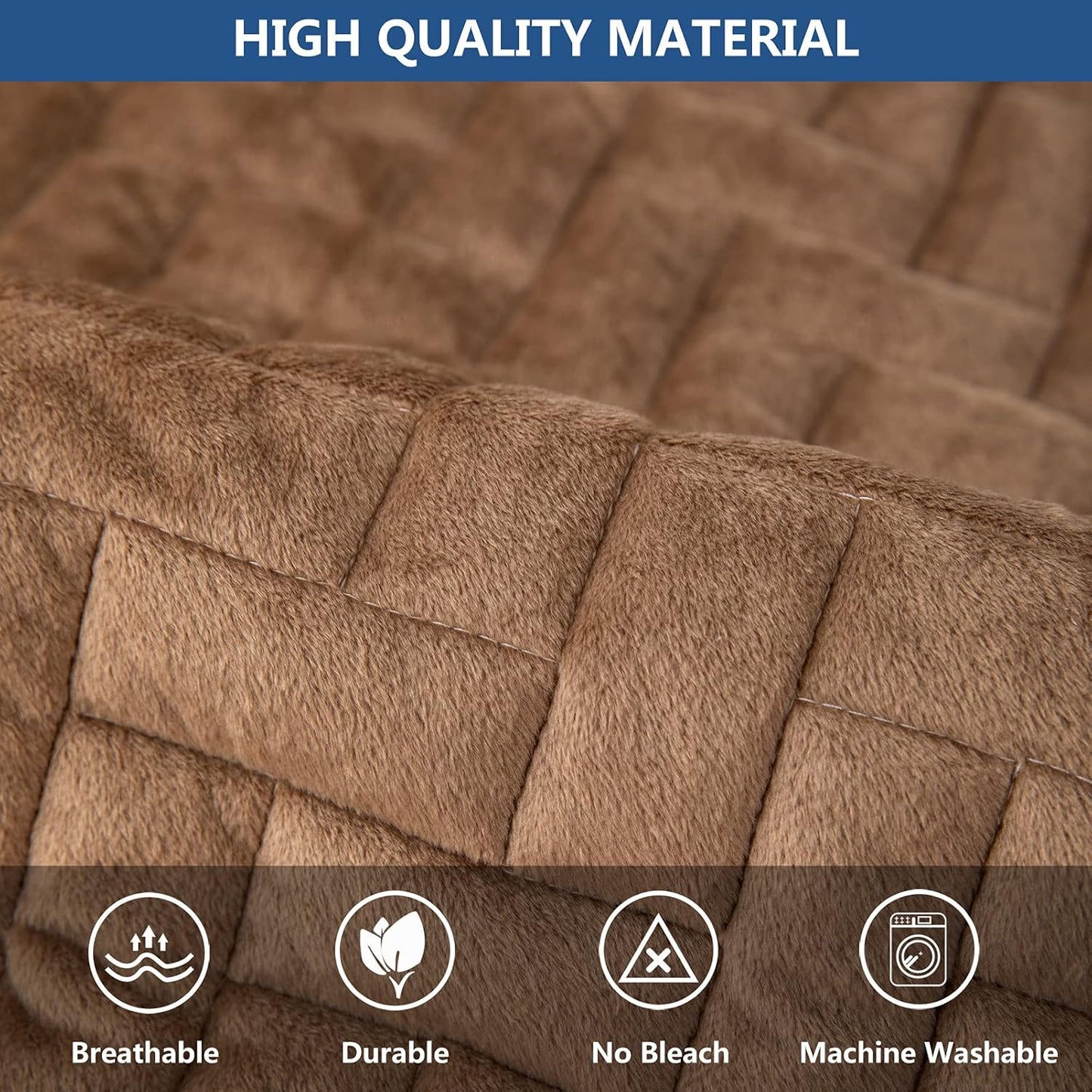 Eismodra Armrest Covers,Couch Cover,Sofa Cover,Backrest Covers,Anti-Slip Armchair Slipcovers for Dogs Cats Pet Loveseat Recliner Leather L Shaped,Brown 28 x 28 Inches (Only 1 Piece)