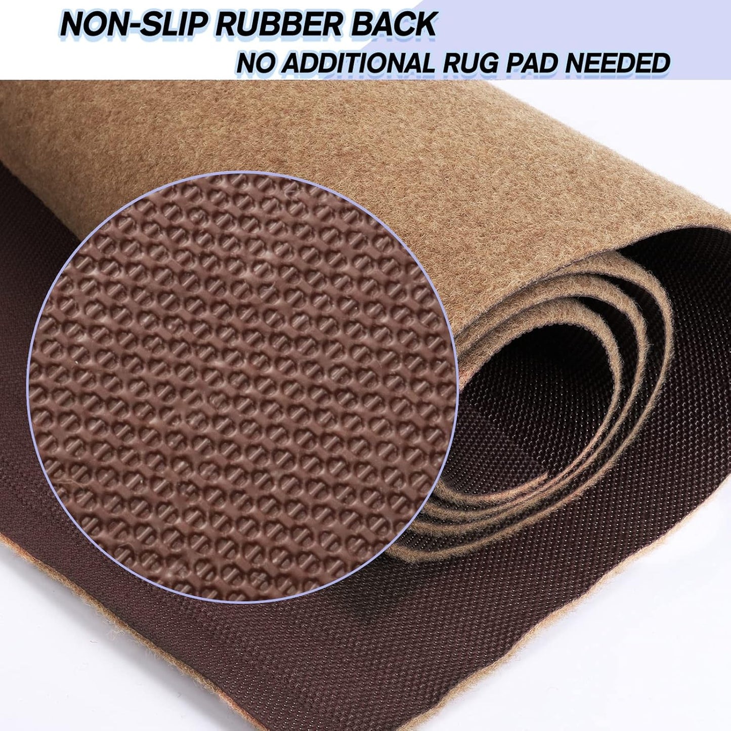Custom Size Backed Non-Slip Area Rugs Runner, Easy Clean, Waterproof Runner Rugs for Hallway Entryway, Kitchen, Laundry, 2FT x 7FT, Beige