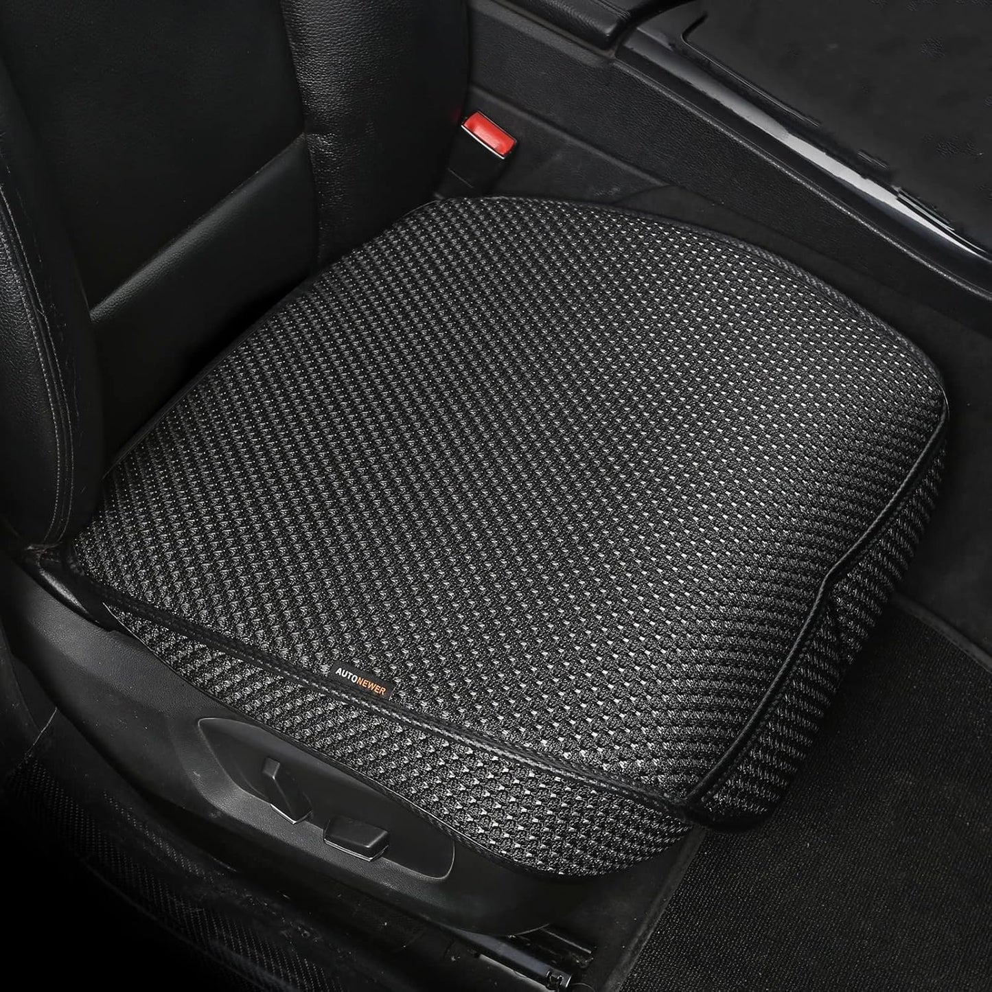Auto Newer 2 PCS Breathable Universal Four Seasons Car Seat Covers，Luxury Car Seat Cushion，Protectors for Front Seat Bottoms,Compatible with 95% Vehicles， Fit for Cars Truck SUV or Vans(Black+Grey)